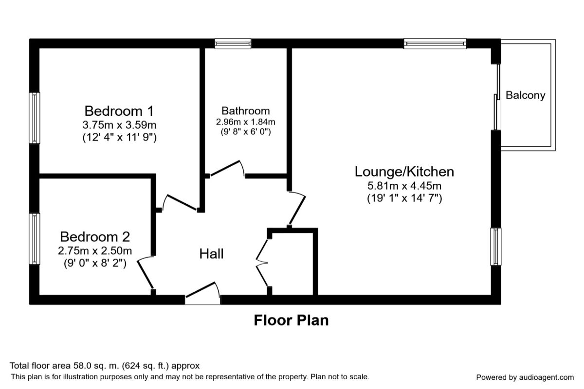 Floorplan of 2 bedroom Flat to rent, Penstock Drive, Stoke-on-Trent, Staffordshire, ST4