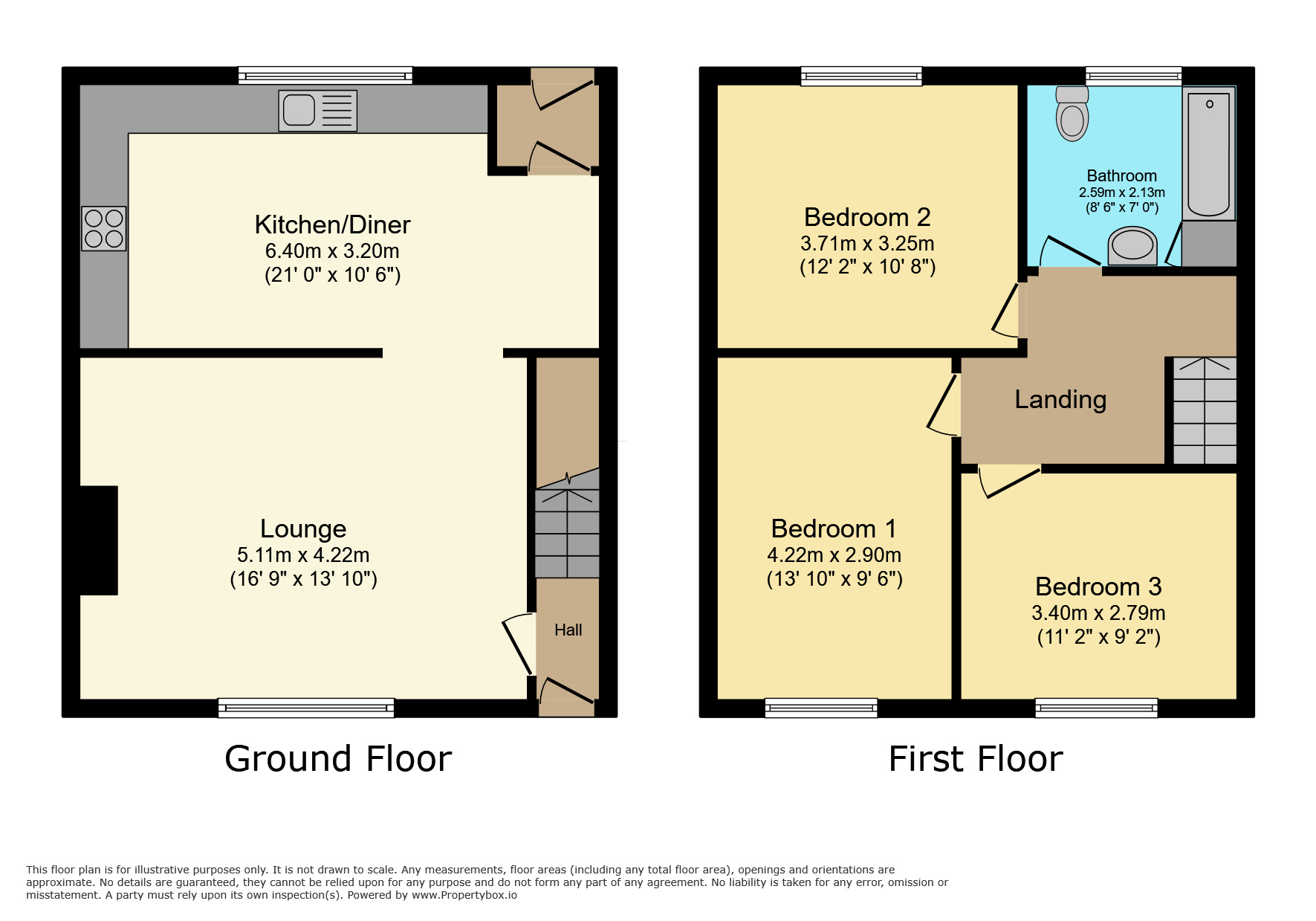 Floorplan of 3 bedroom Mid Terrace House to rent, Josiah Wedgwood Street, Stoke-on-Trent, Staffordshire, ST1