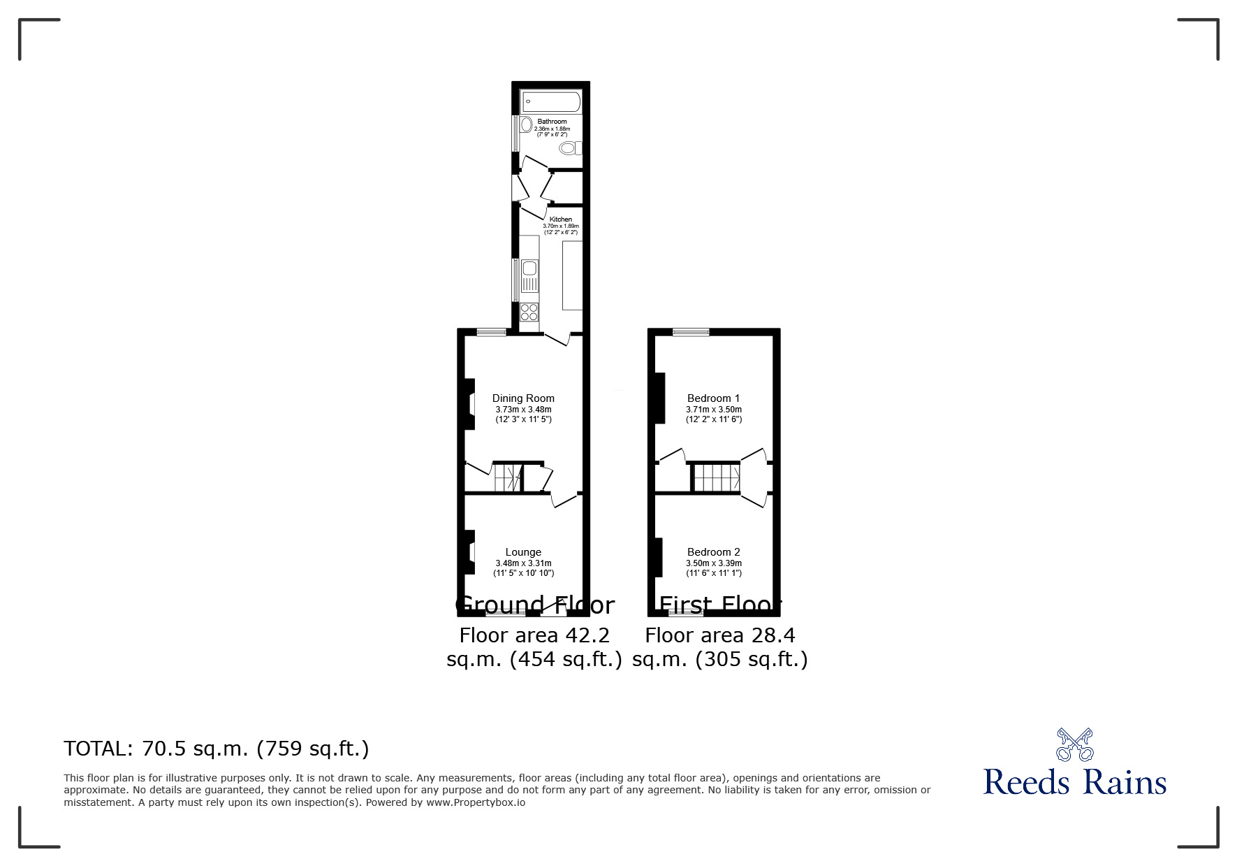 Floorplan of 2 bedroom Mid Terrace House for sale, Turner Street, Stoke-on-Trent, Staffordshire, ST1