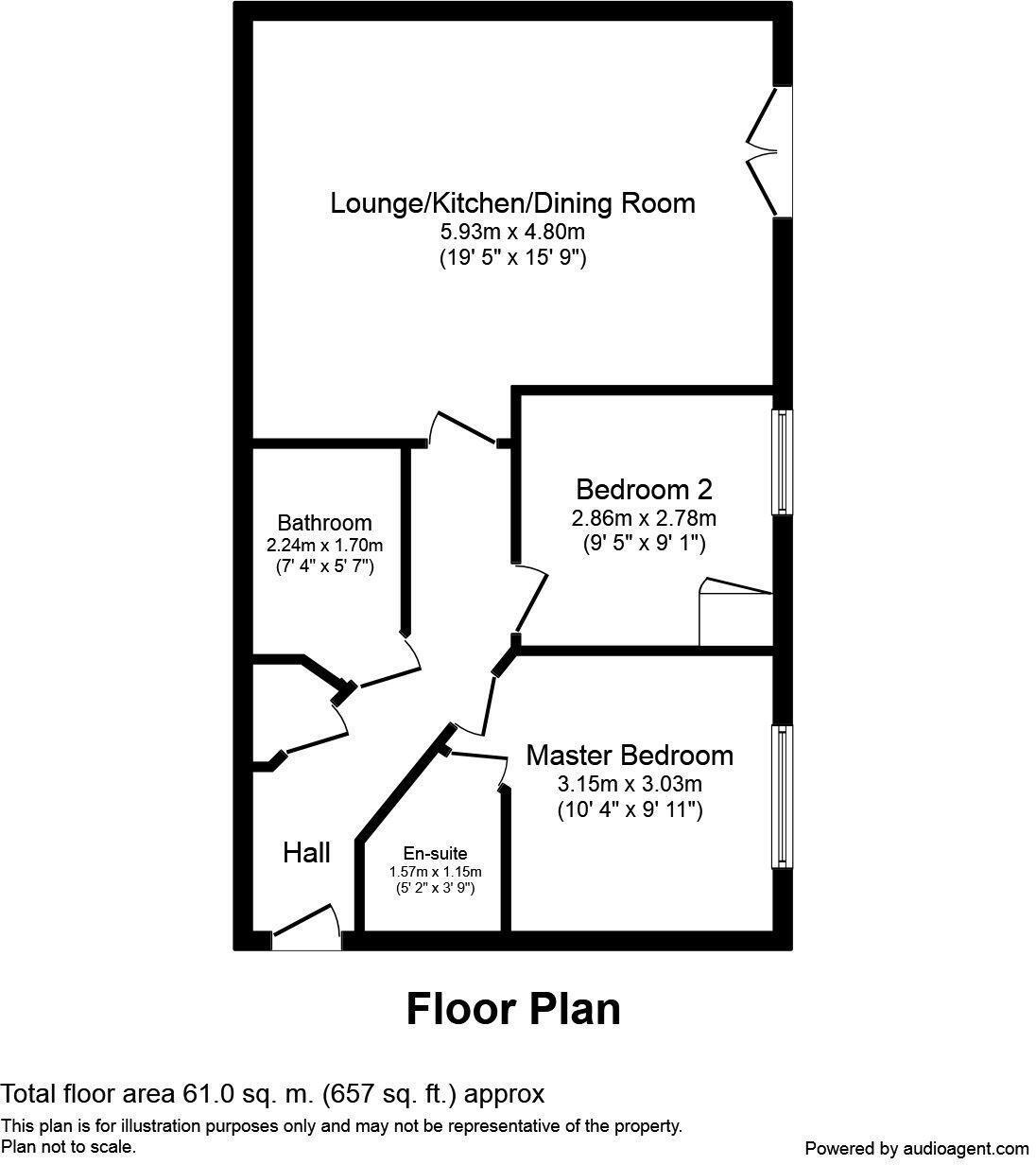 Floorplan of 2 bedroom  Flat for sale, Quay Side, Stoke-on-Trent, Staffordshire, ST1