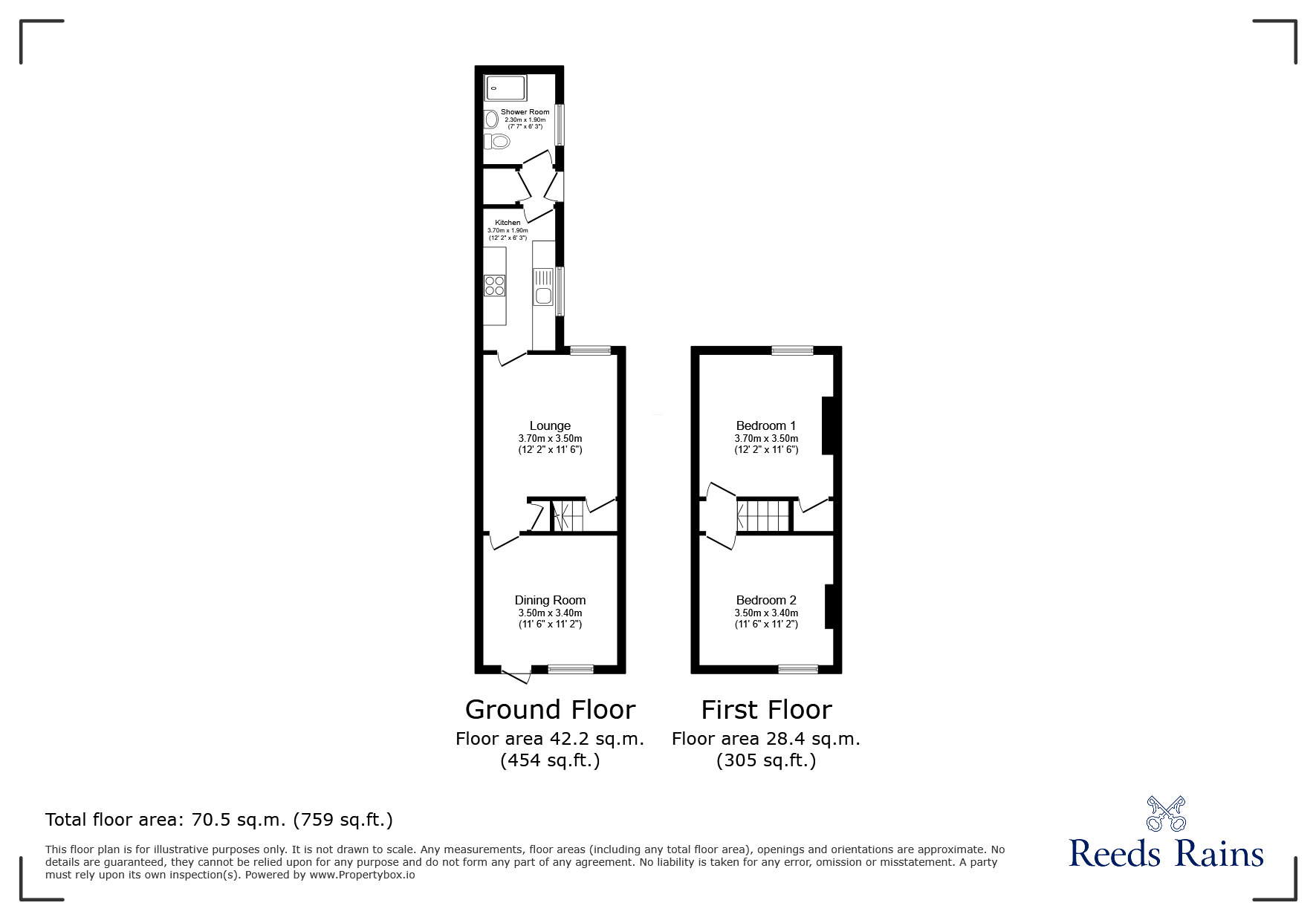 Floorplan of 2 bedroom Mid Terrace House for sale, Turner Street, Stoke-on-Trent, Staffordshire, ST1
