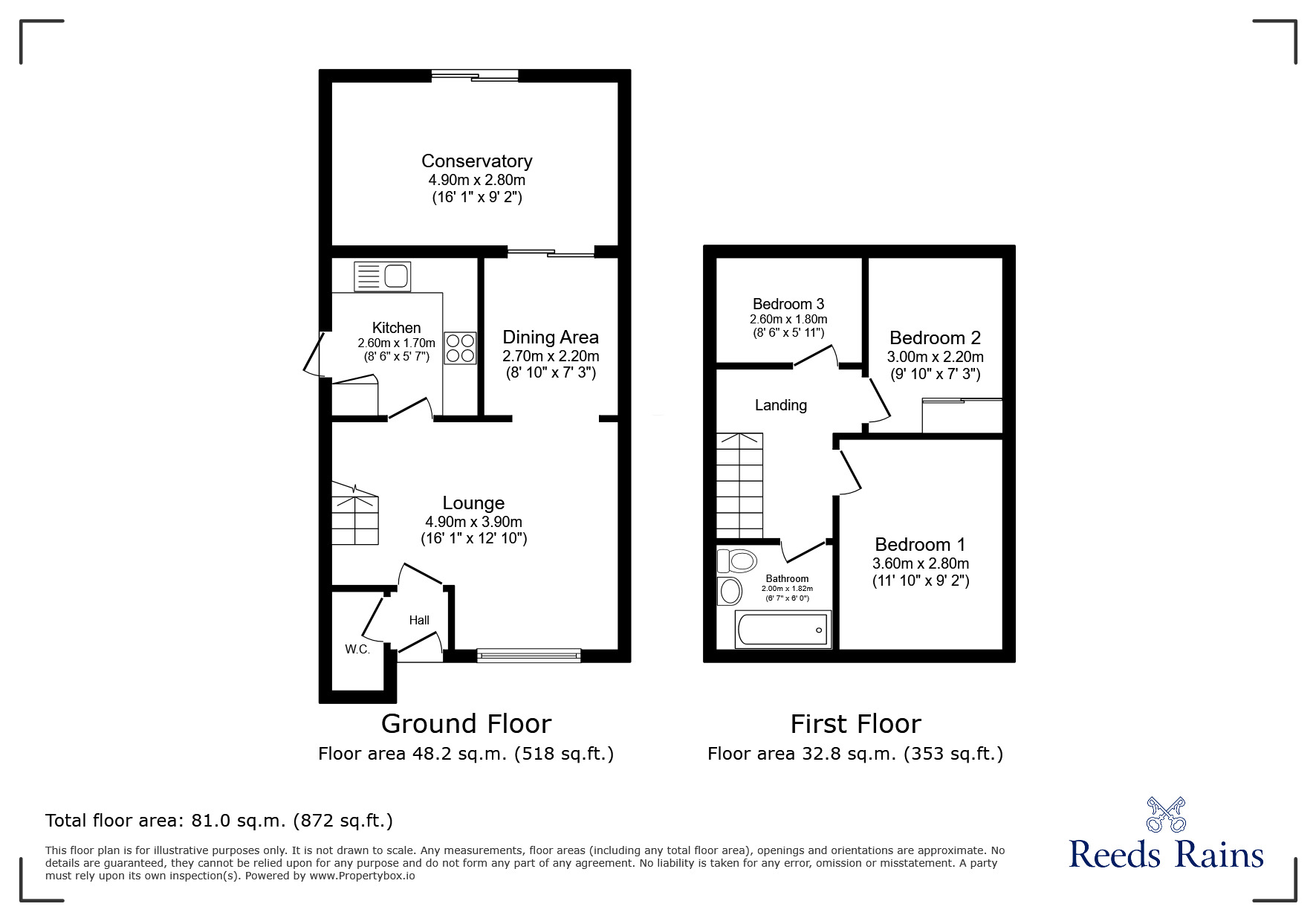 Floorplan of 3 bedroom Semi Detached House for sale, Coppice Grove, Stoke-on-Trent, Staffordshire, ST3