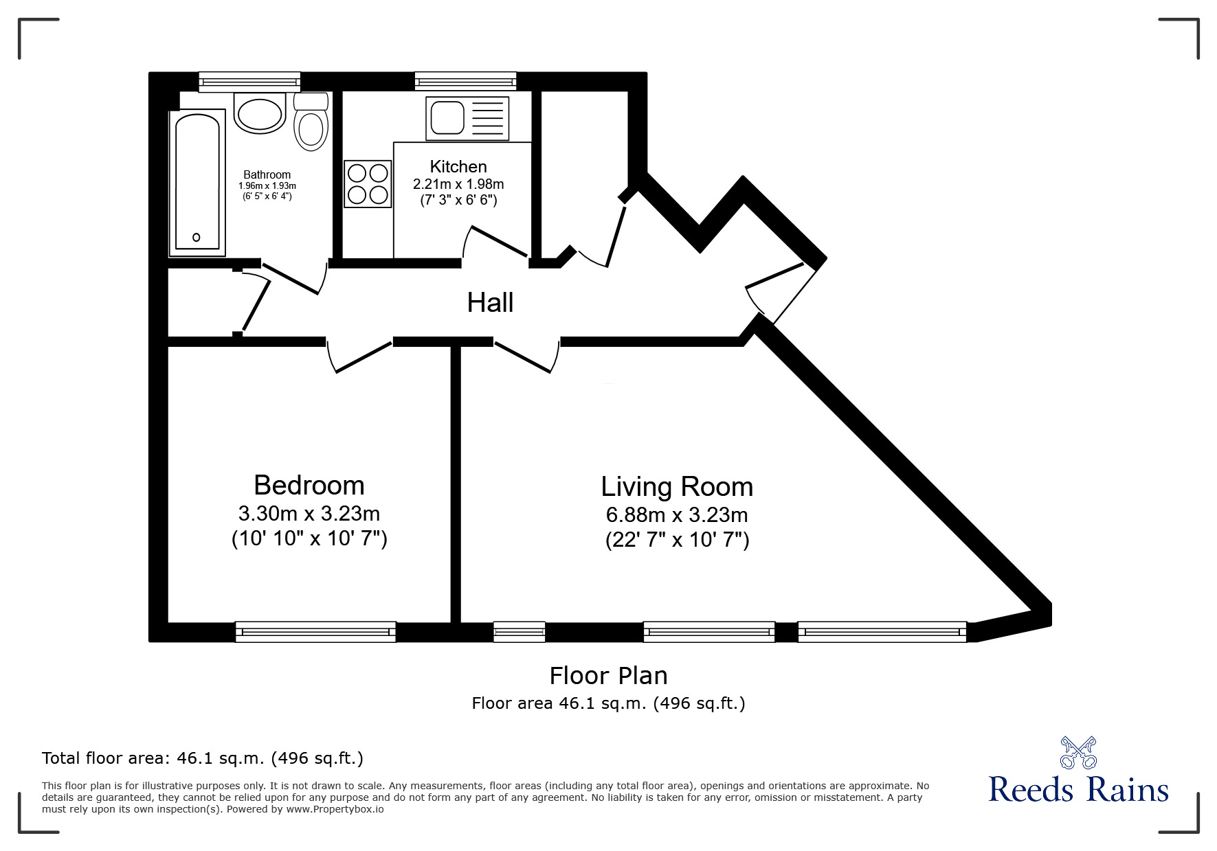 Floorplan of 2 bedroom  Flat for sale, Birches Rise, Stoke-on-Trent, Staffordshire, ST1
