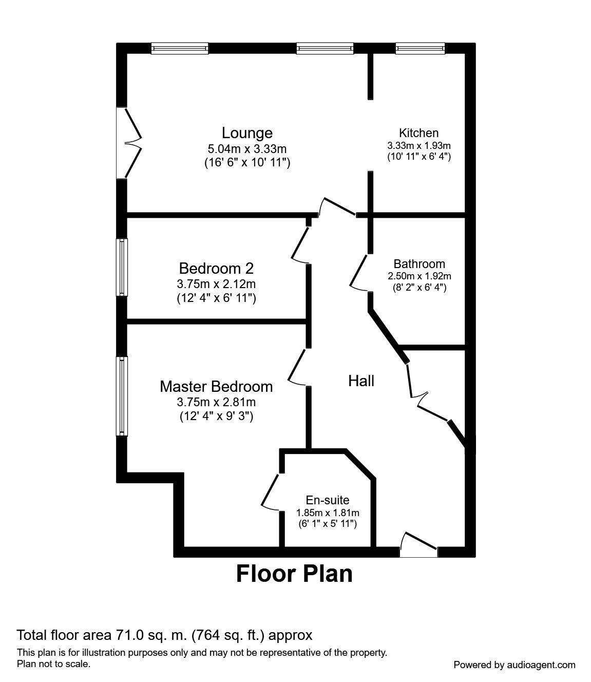 Floorplan of 2 bedroom  Flat to rent, Wilton Court, Stoke-on-Trent, Staffordshire, ST1