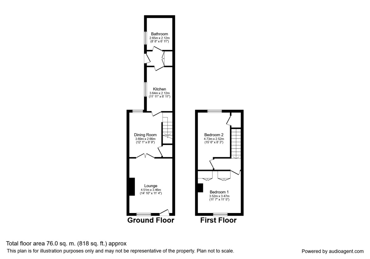 Floorplan of 2 bedroom Mid Terrace House for sale, Welby Street, Stoke-on-Trent, Staffordshire, ST4
