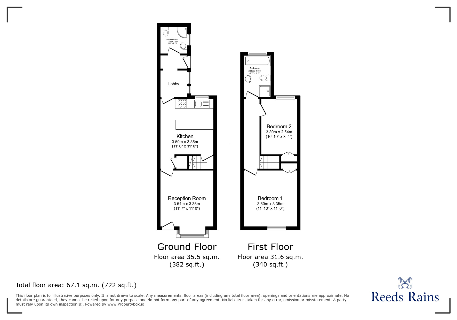 Floorplan of 2 bedroom End Terrace House to rent, Coronation Street, Stoke-on-Trent, Staffordshire, ST6