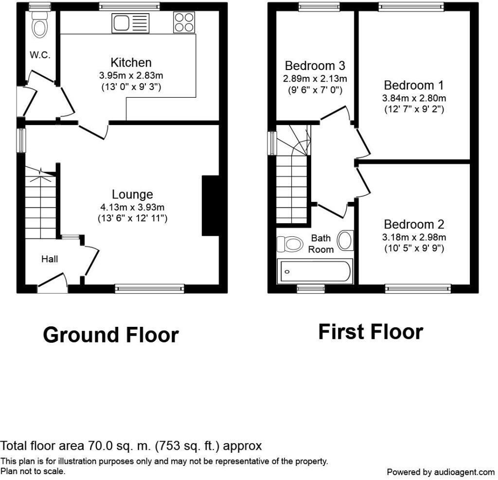 Floorplan of 3 bedroom Semi Detached House to rent, Greenway Place, Stoke-on-Trent, Staffordshire, ST2