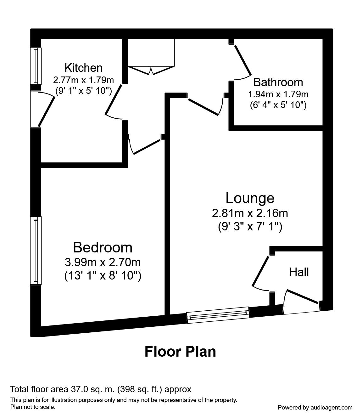 Floorplan of 1 bedroom Semi Detached Bungalow to rent, Windmill Street, Stoke-on-Trent, Staffordshire, ST1