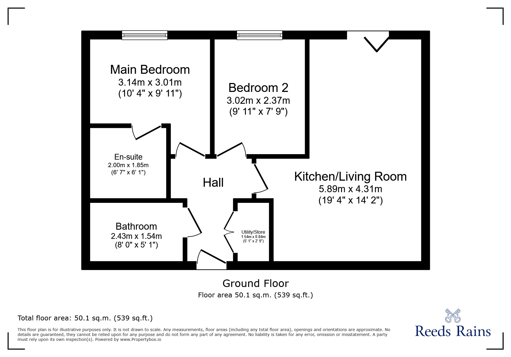 Floorplan of 2 bedroom Flat to rent, Hartley Court, Stoke-on-Trent, Staffordshire, ST4