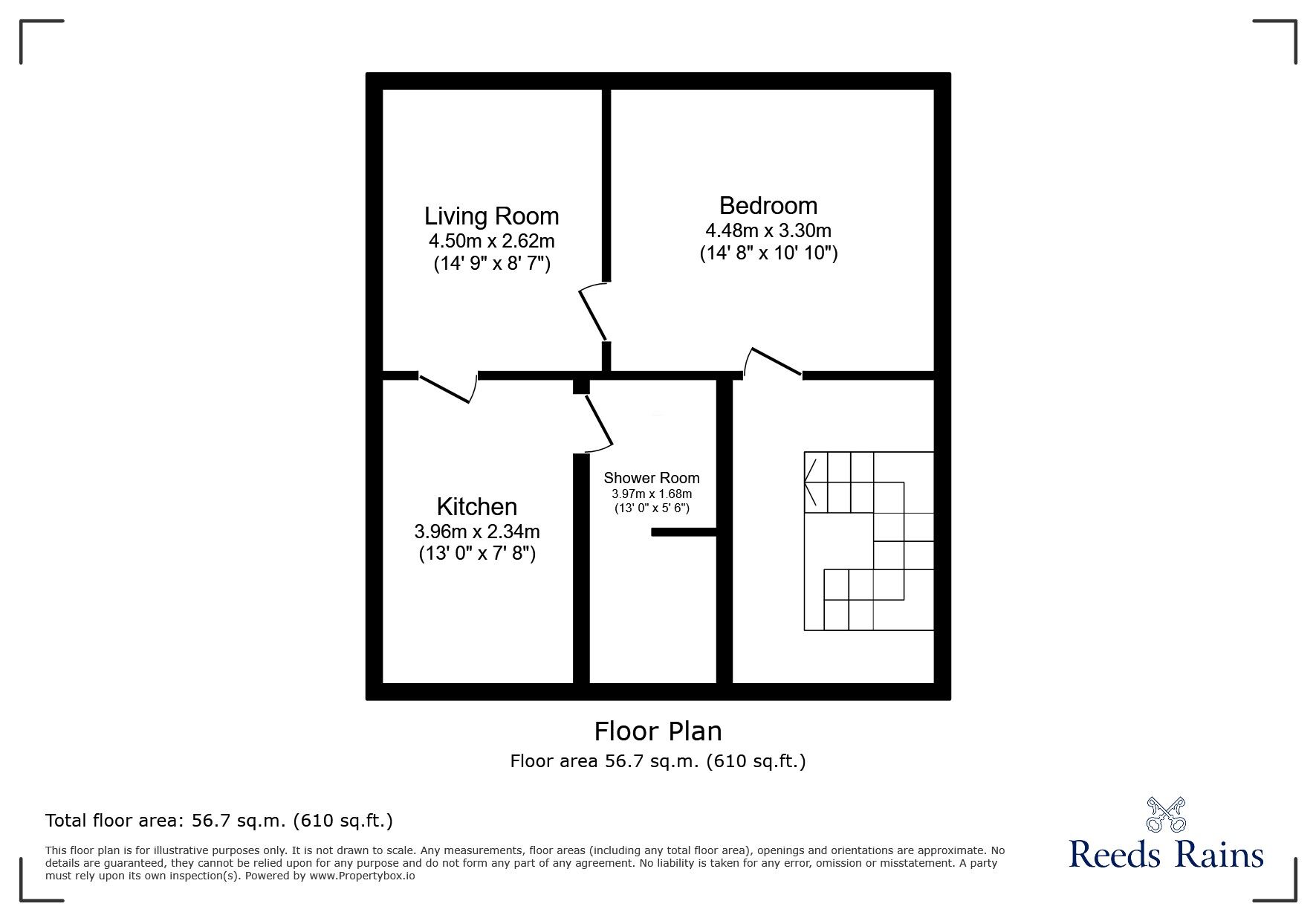Floorplan of 1 bedroom Flat to rent, Newcastle Street, Stoke-on-Trent, Staffordshire, ST6