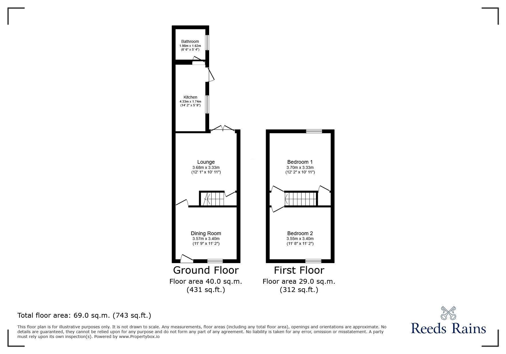 Floorplan of 2 bedroom End Terrace House for sale, Northwood Park Road, Stoke-on-Trent, Staffordshire, ST1
