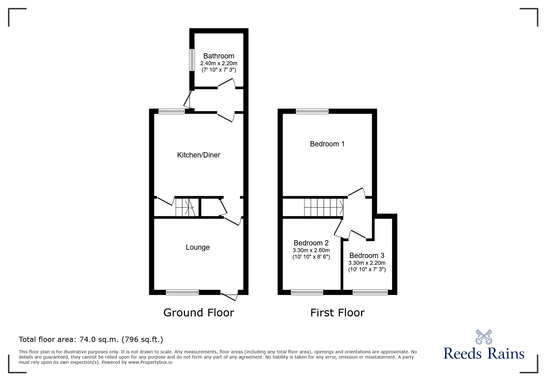 Floorplan of 3 bedroom Mid Terrace House to rent, Festing Street, Stoke-on-Trent, Staffordshire, ST1