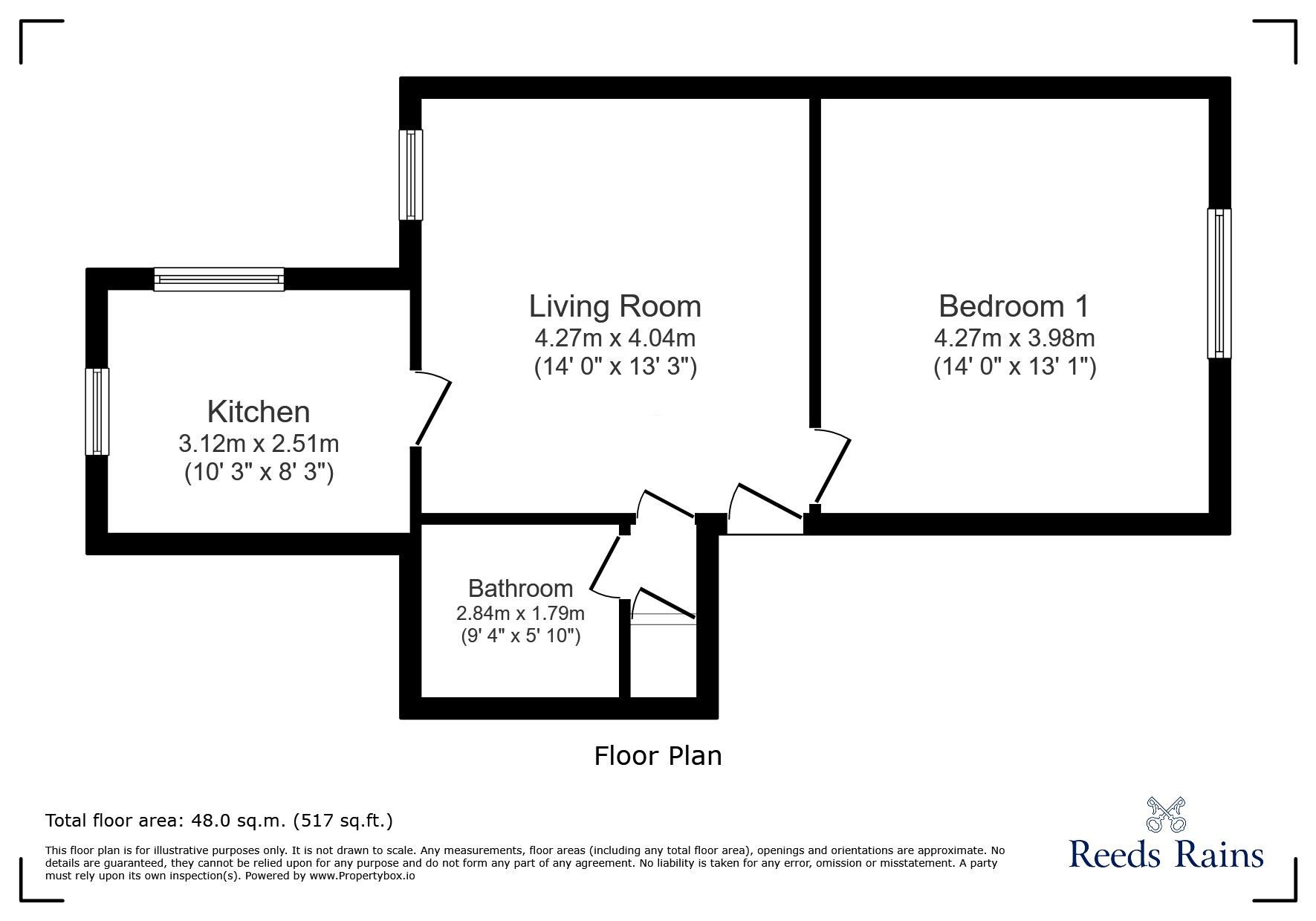 Floorplan of 1 bedroom Flat to rent, Dyke Street, Stoke-on-Trent, Staffordshire, ST1