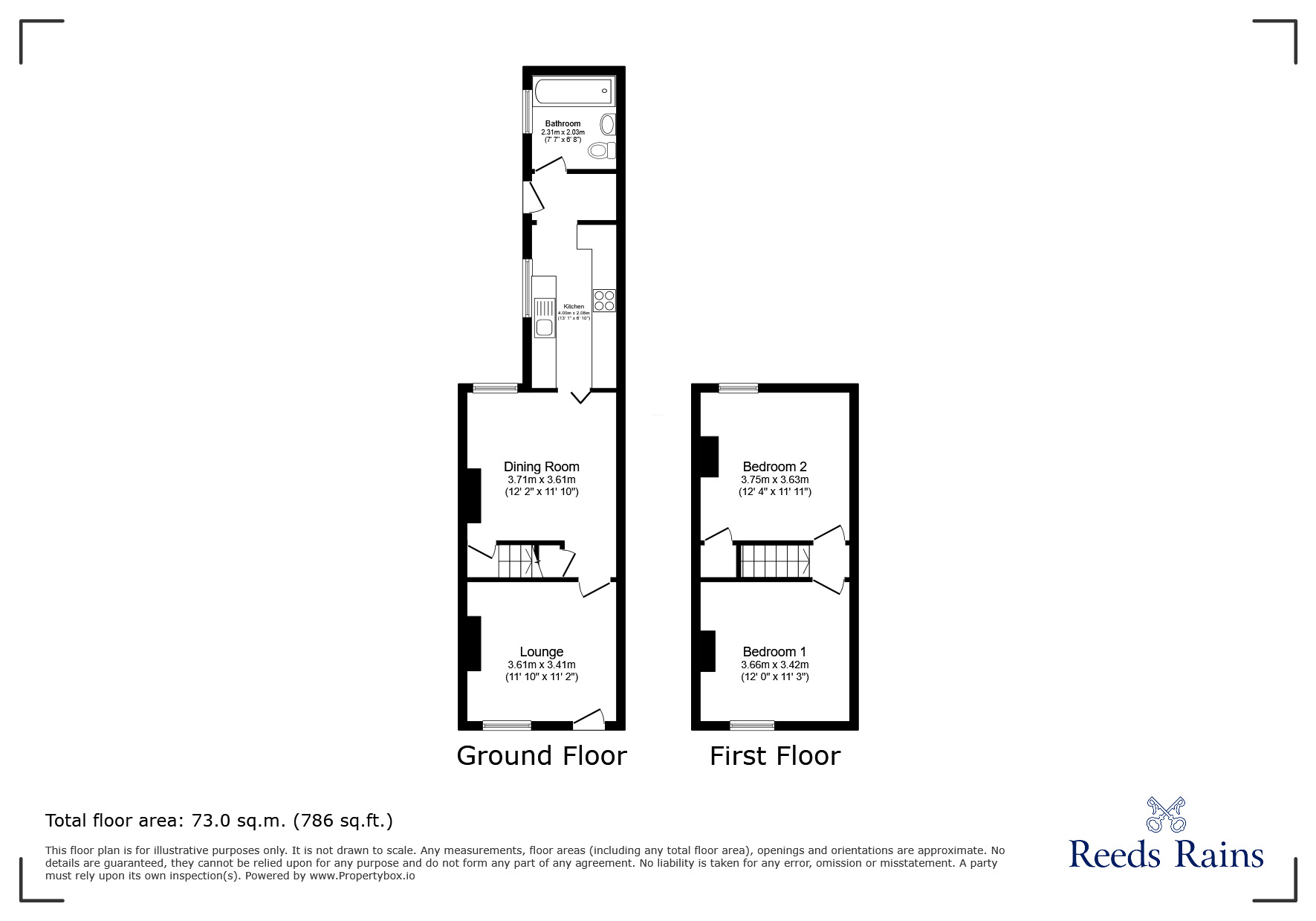Floorplan of 2 bedroom Mid Terrace House for sale, Tintern Street, Stoke-on-Trent, Staffordshire, ST1