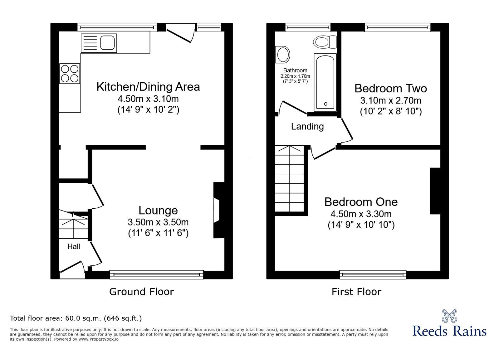 Floorplan of 2 bedroom Mid Terrace House to rent, Elizabeth Street, Stoke-on-Trent, Staffordshire, ST1