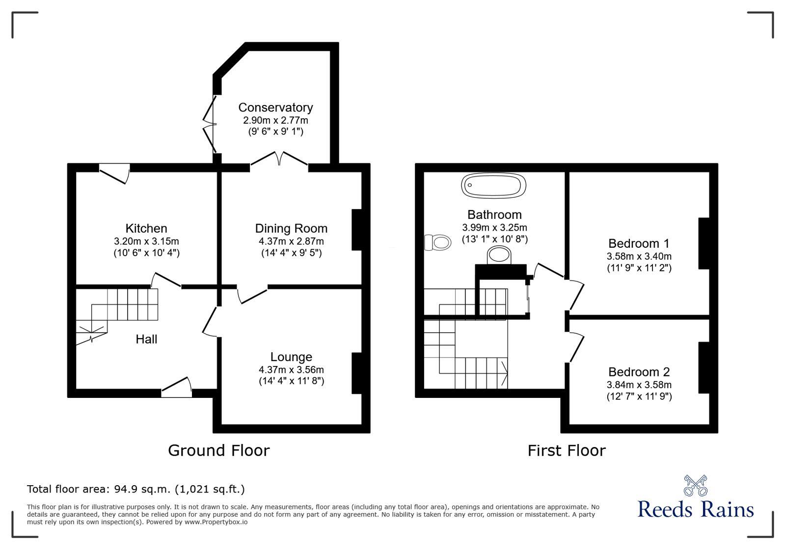 Floorplan of 2 bedroom Semi Detached House for sale, Greasley Road, Stoke-on-Trent, Staffordshire, ST2