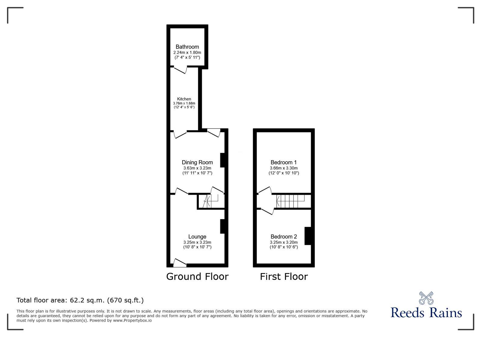 Floorplan of 2 bedroom Mid Terrace House for sale, Bycars Road, Stoke-on-Trent, Staffordshire, ST6