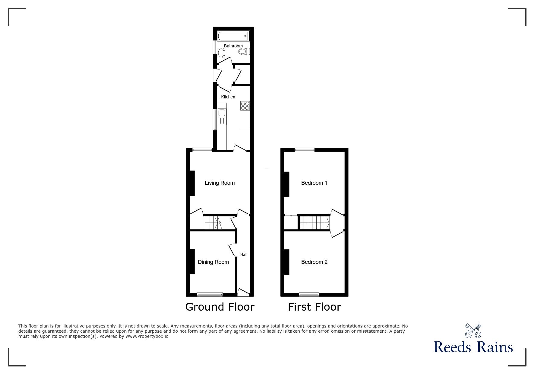 Floorplan of 2 bedroom Mid Terrace House for sale, Compton Street, Stoke-on-Trent, Staffordshire, ST1