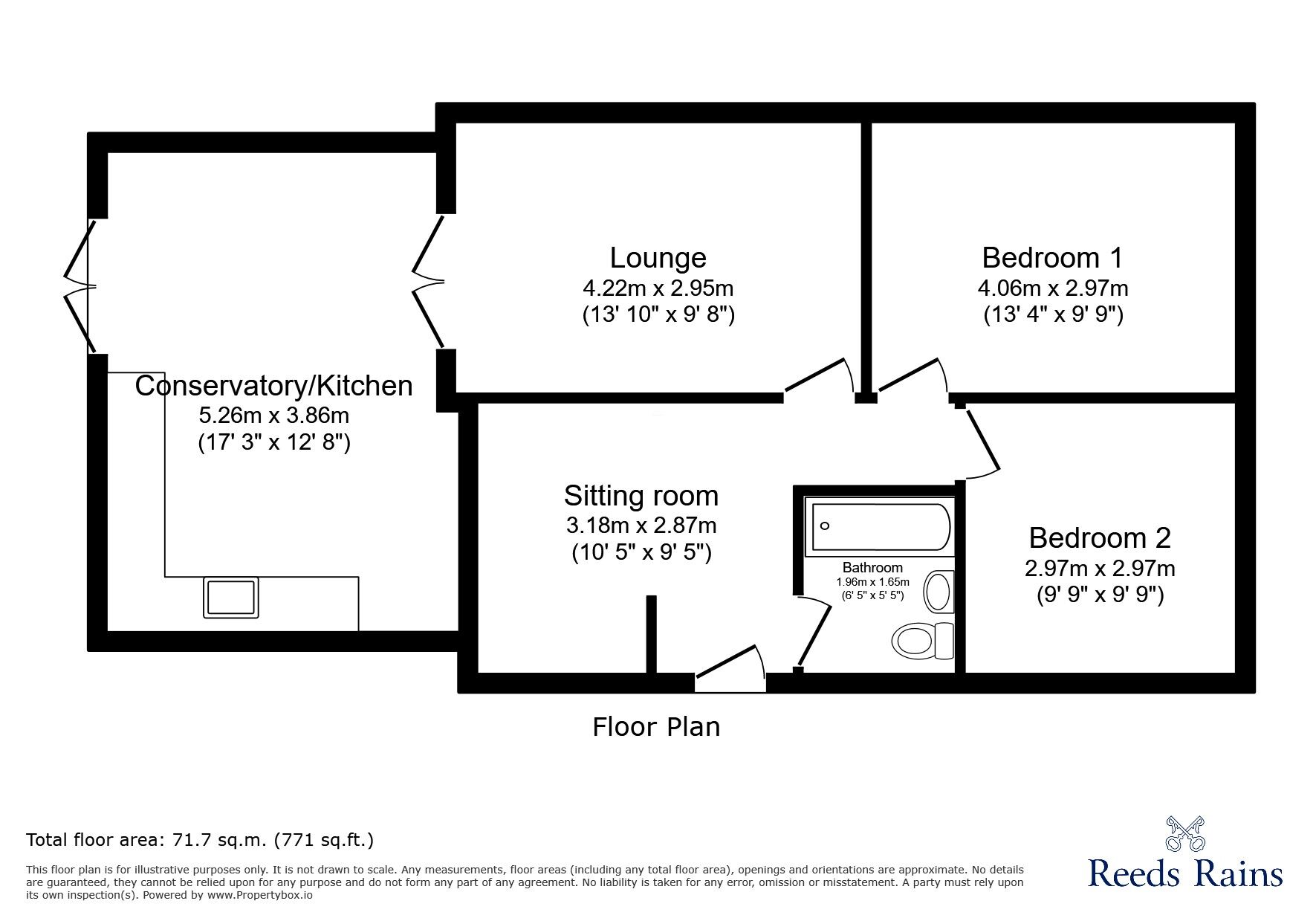 Floorplan of 2 bedroom Detached Bungalow for sale, Foxlands Close, Stoke-on-Trent, Staffordshire, ST2