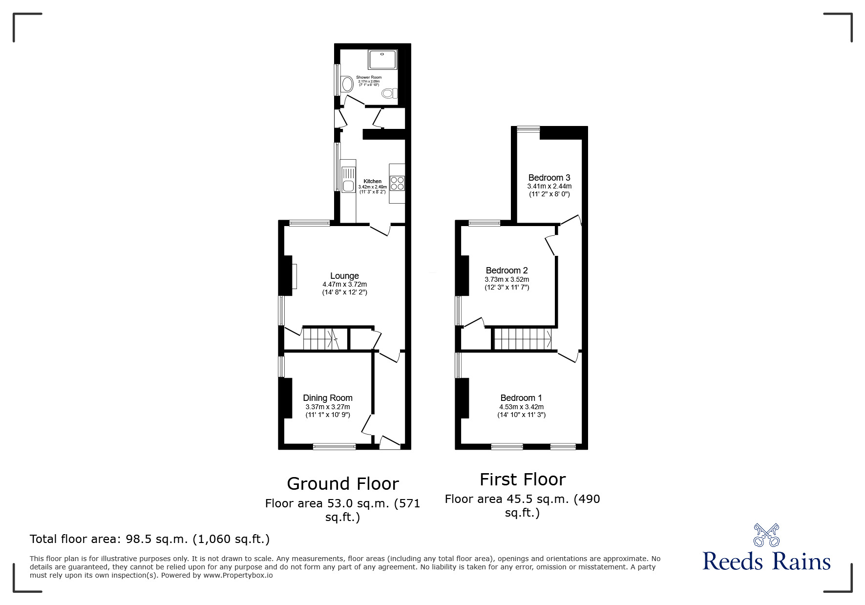 Floorplan of 3 bedroom End Terrace House to rent, Turner Street, Stoke-on-Trent, Staffordshire, ST1