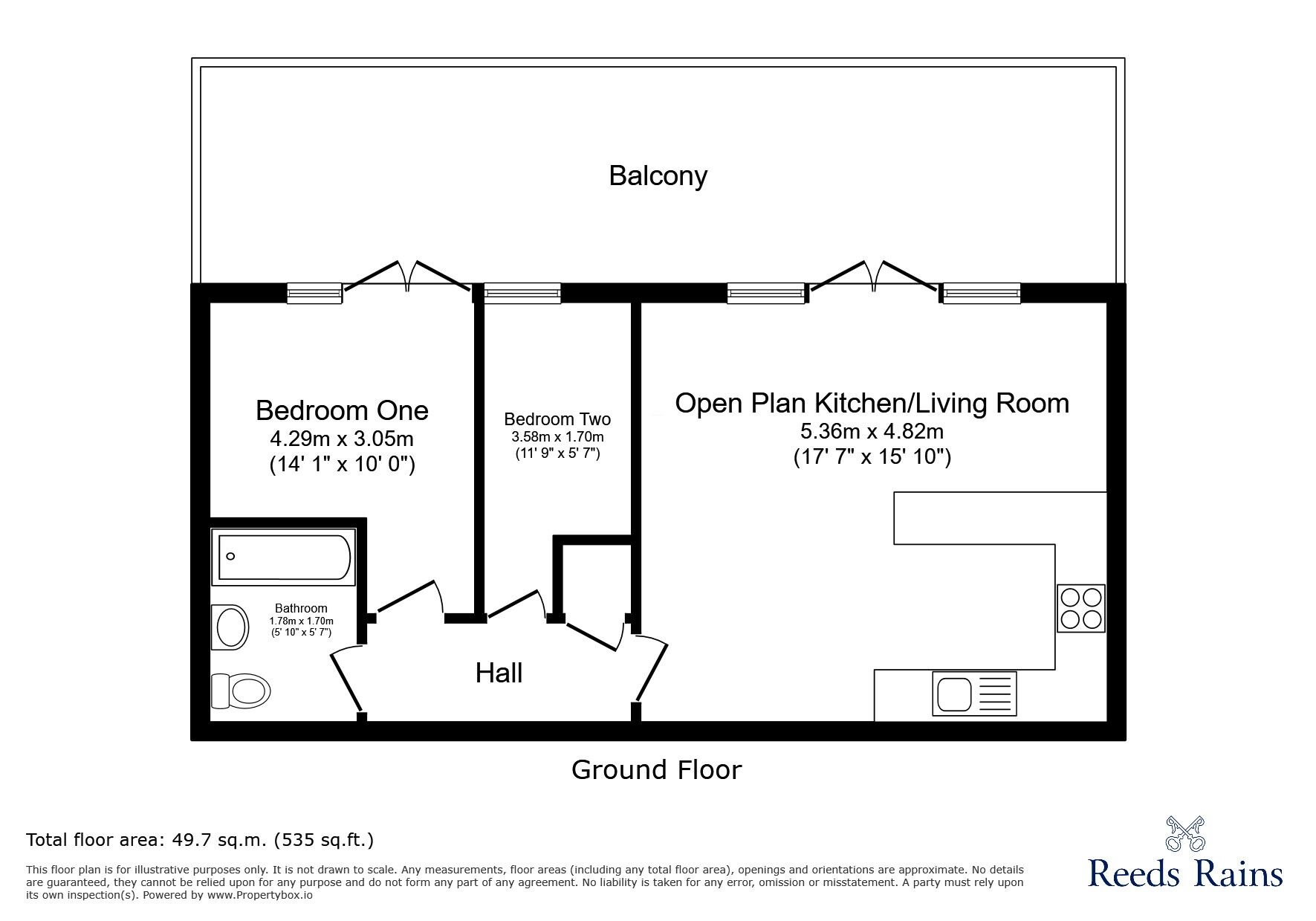 Floorplan of 2 bedroom Flat to rent, Leek Road, Stoke-on-Trent, Staffordshire, ST1