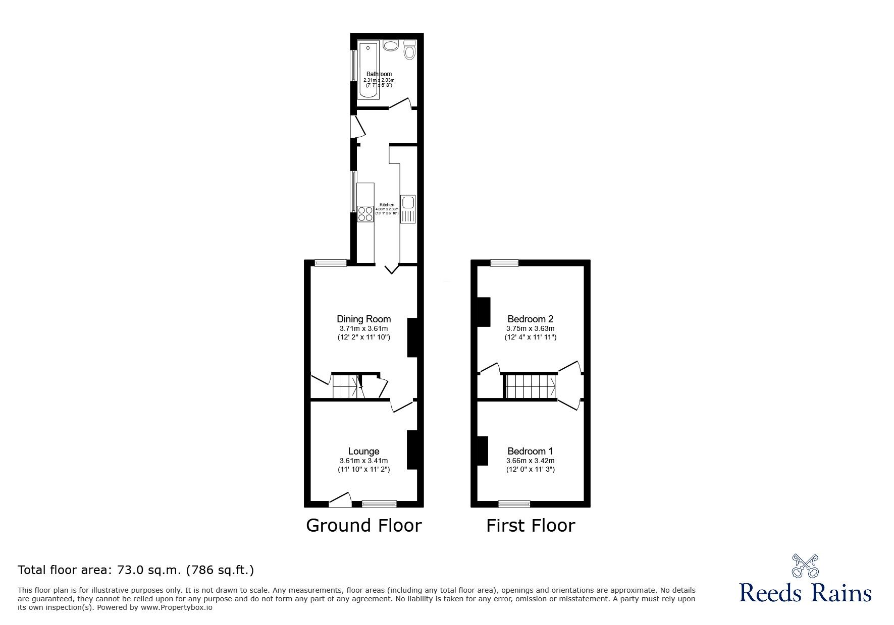 Floorplan of 2 bedroom Mid Terrace House for sale, Tintern Street, Stoke-on-Trent, Staffordshire, ST1