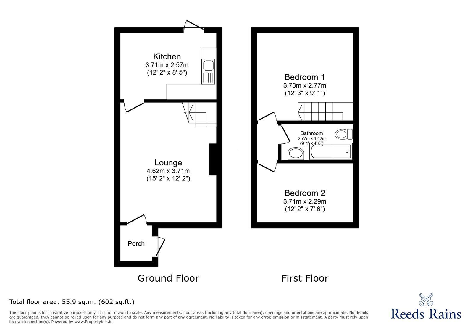 Floorplan of 2 bedroom Mid Terrace House for sale, Copplestone Grove, Stoke-on-Trent, Staffordshire, ST3