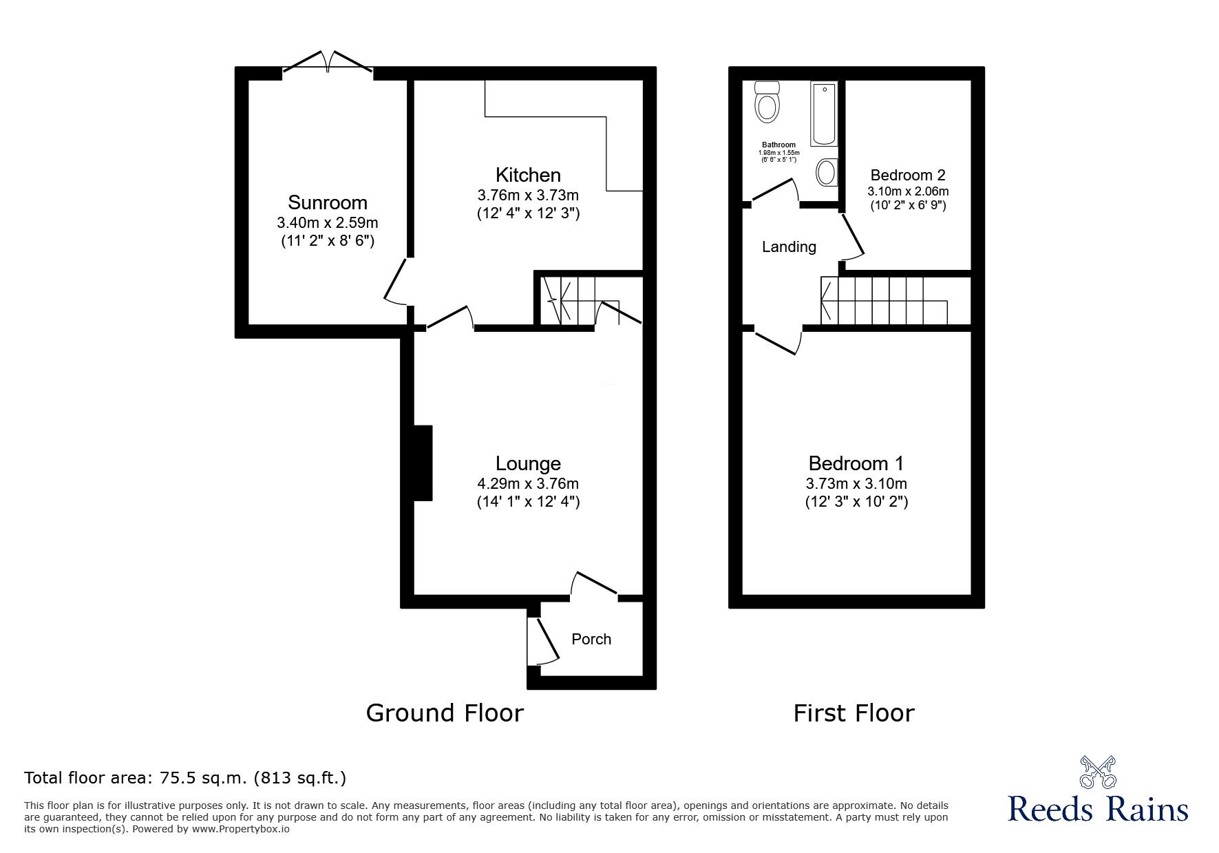 Floorplan of 2 bedroom Semi Detached House for sale, Kingfisher Grove, Stoke-on-Trent, Staffordshire, ST6