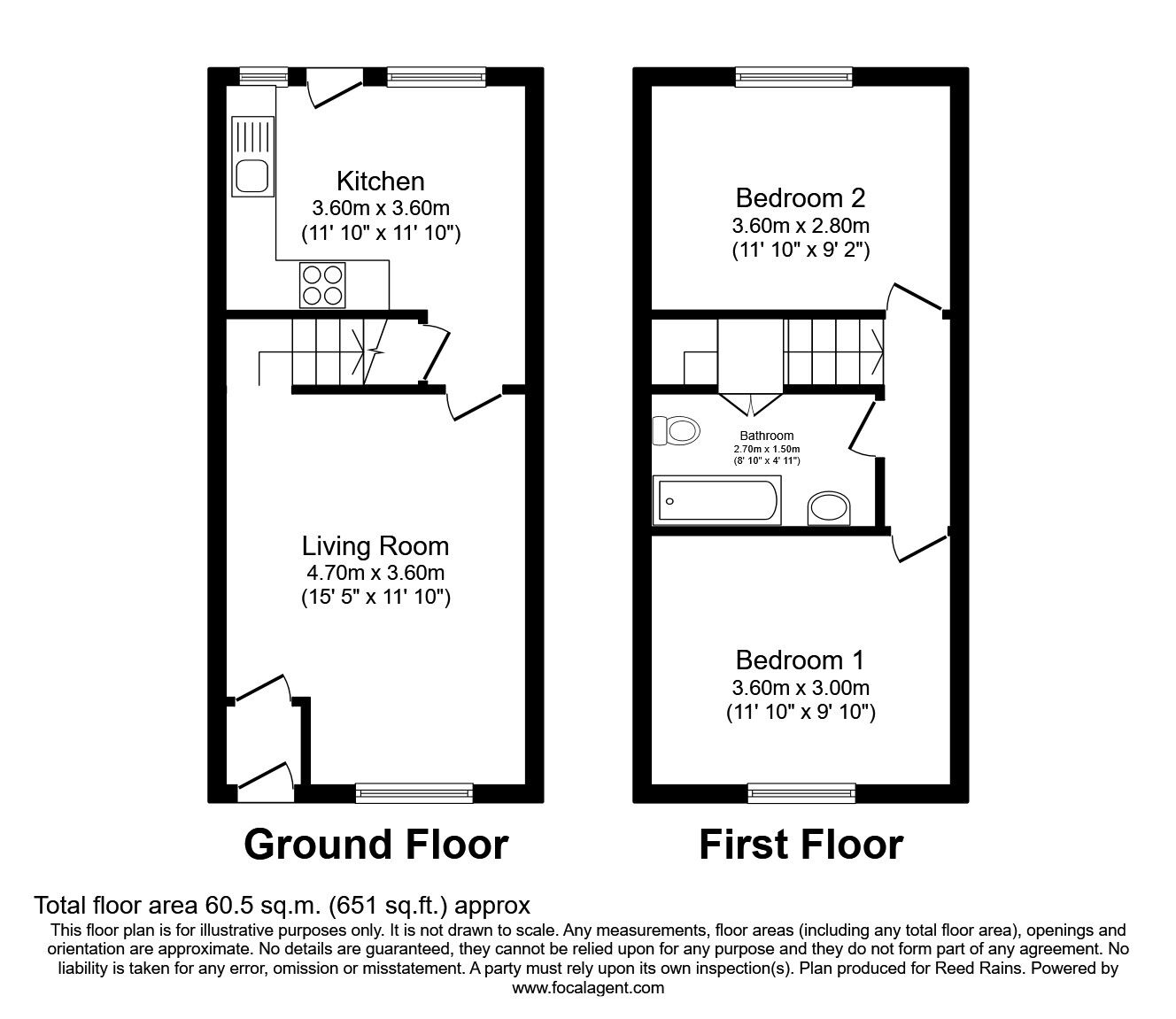 Floorplan of 2 bedroom Mid Terrace House to rent, Cornwood Way, Haxby, North Yorkshire, YO32