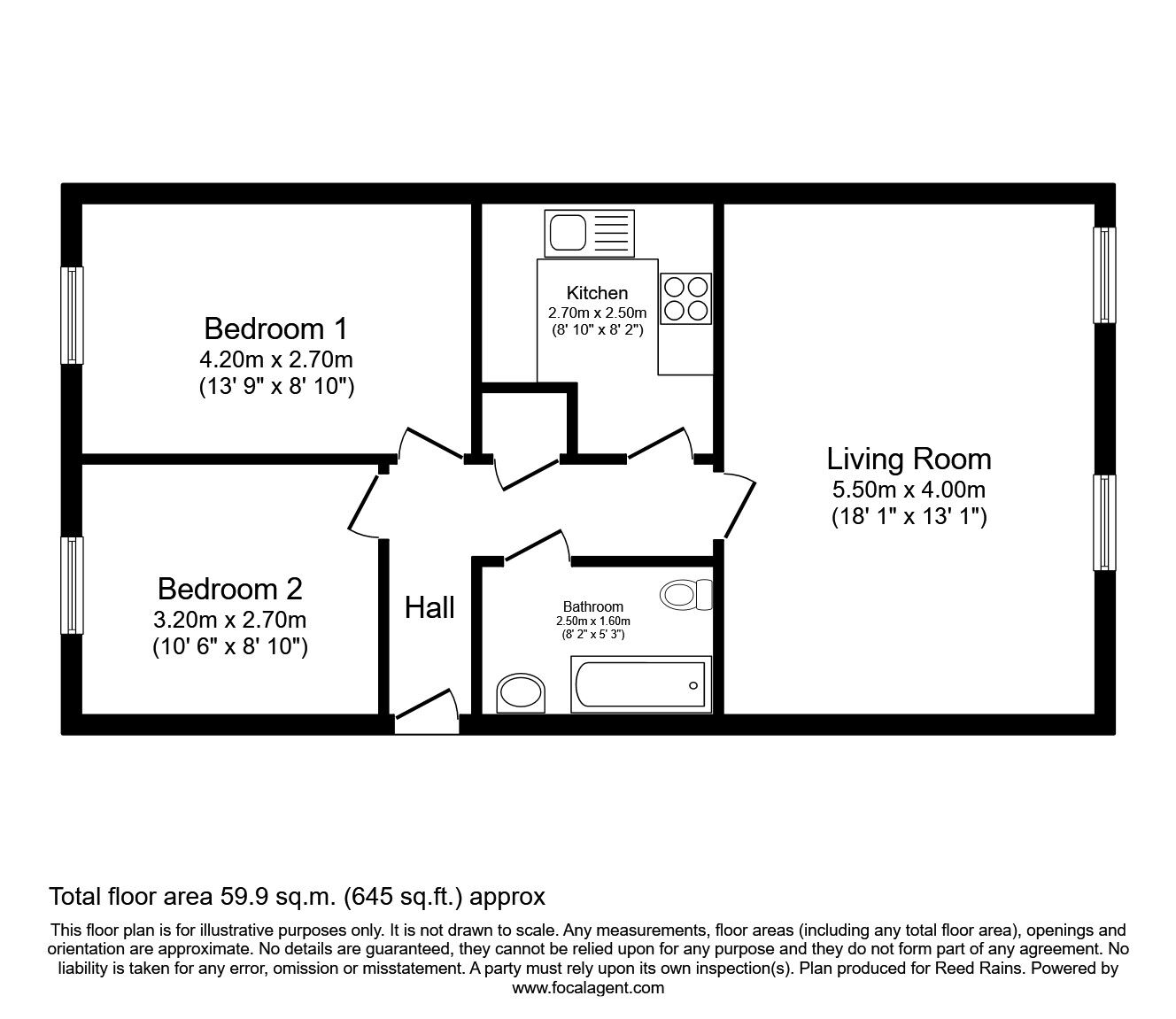 Floorplan of 2 bedroom  Flat to rent, Oak Tree Court, Haxby, North Yorkshire, YO32
