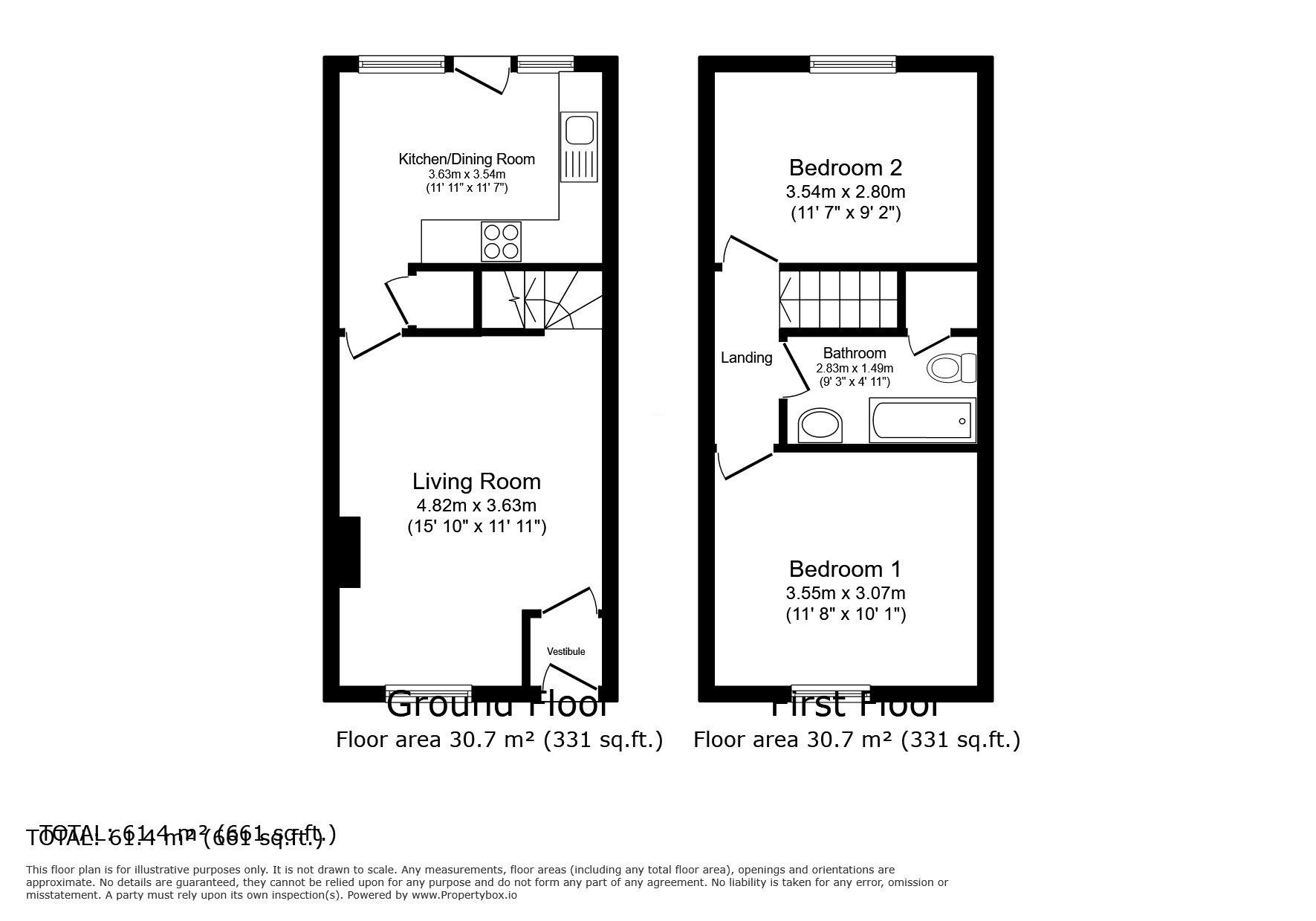 Floorplan of 2 bedroom Mid Terrace House to rent, Wheatfield Lane, Haxby, North Yorkshire, YO32
