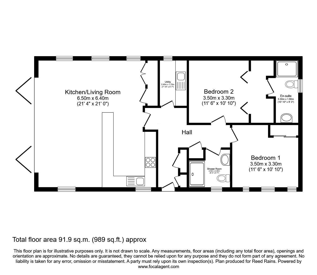 Floorplan of 2 bedroom  Property for sale, Ryton, Malton, North Yorkshire, YO17
