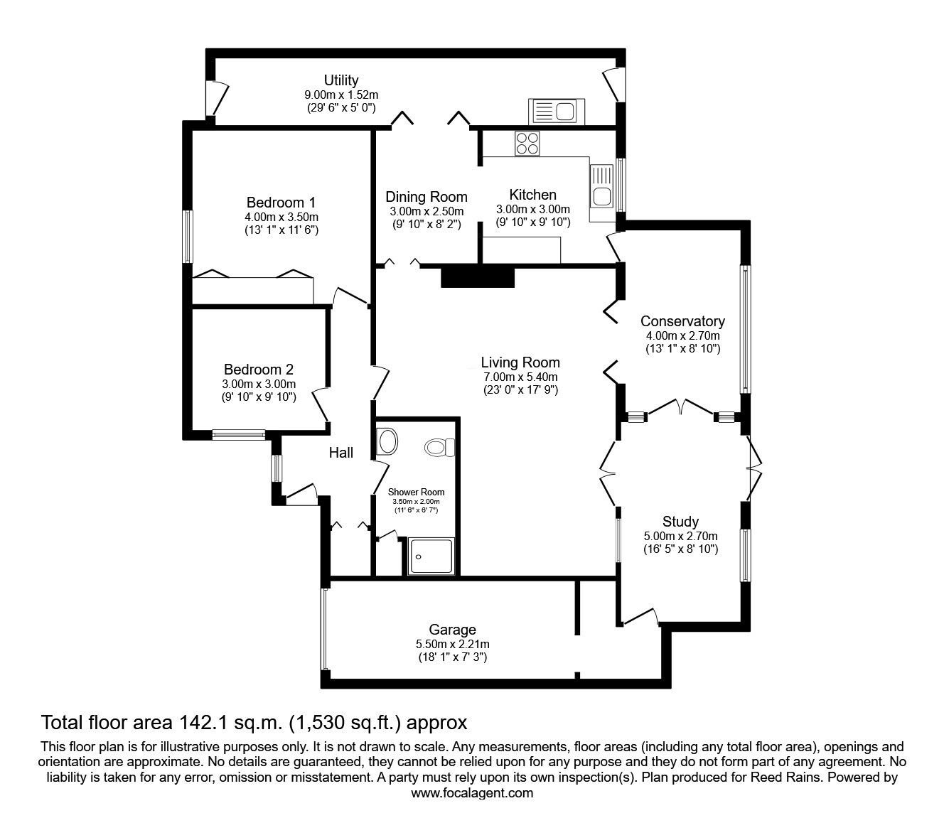 Floorplan of 2 bedroom Detached Bungalow for sale, Castle View, Sheriff Hutton, North Yorkshire, YO60