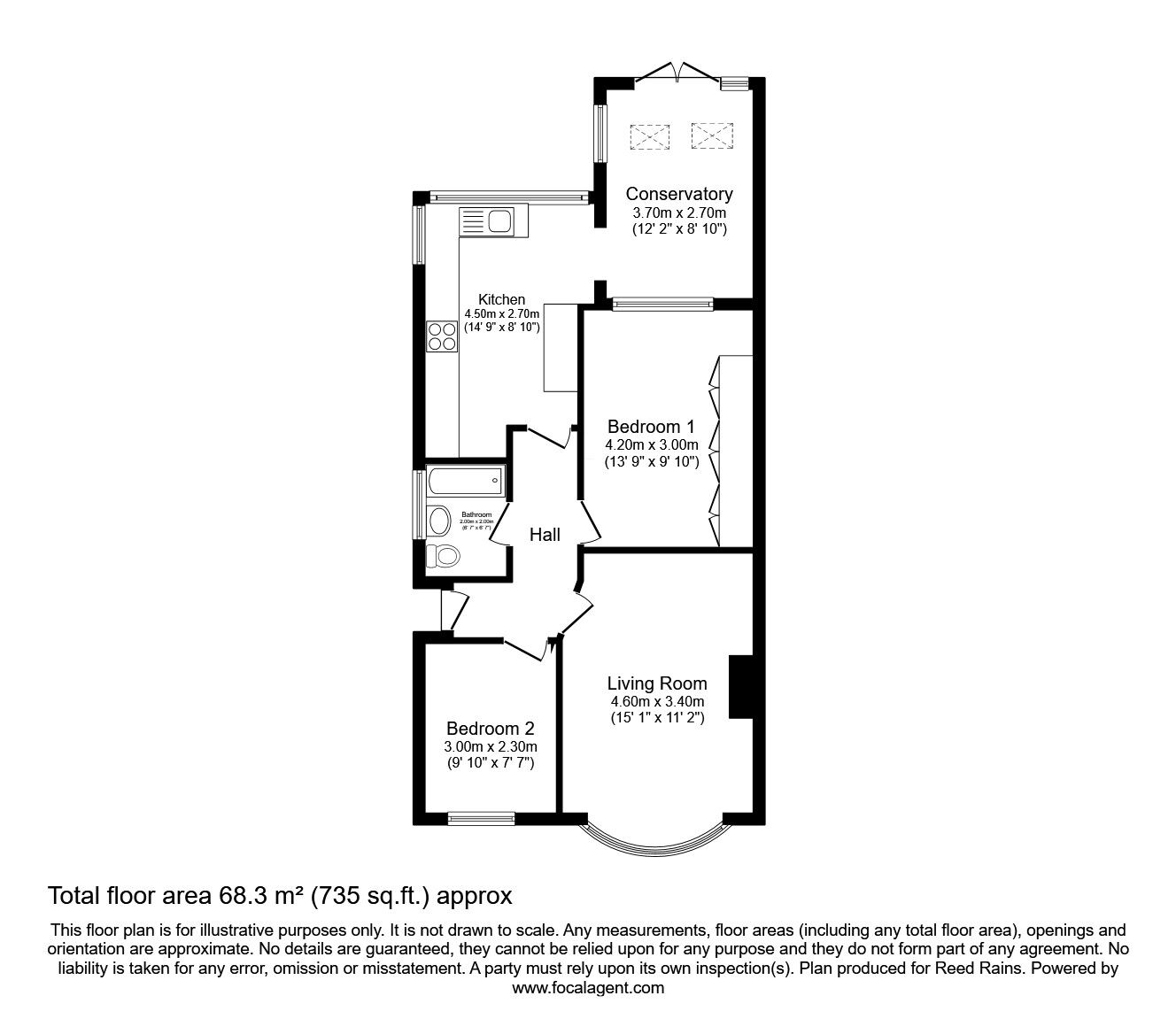 Floorplan of 2 bedroom Semi Detached Bungalow for sale, Westfield Grove, Wigginton, North Yorkshire, YO32