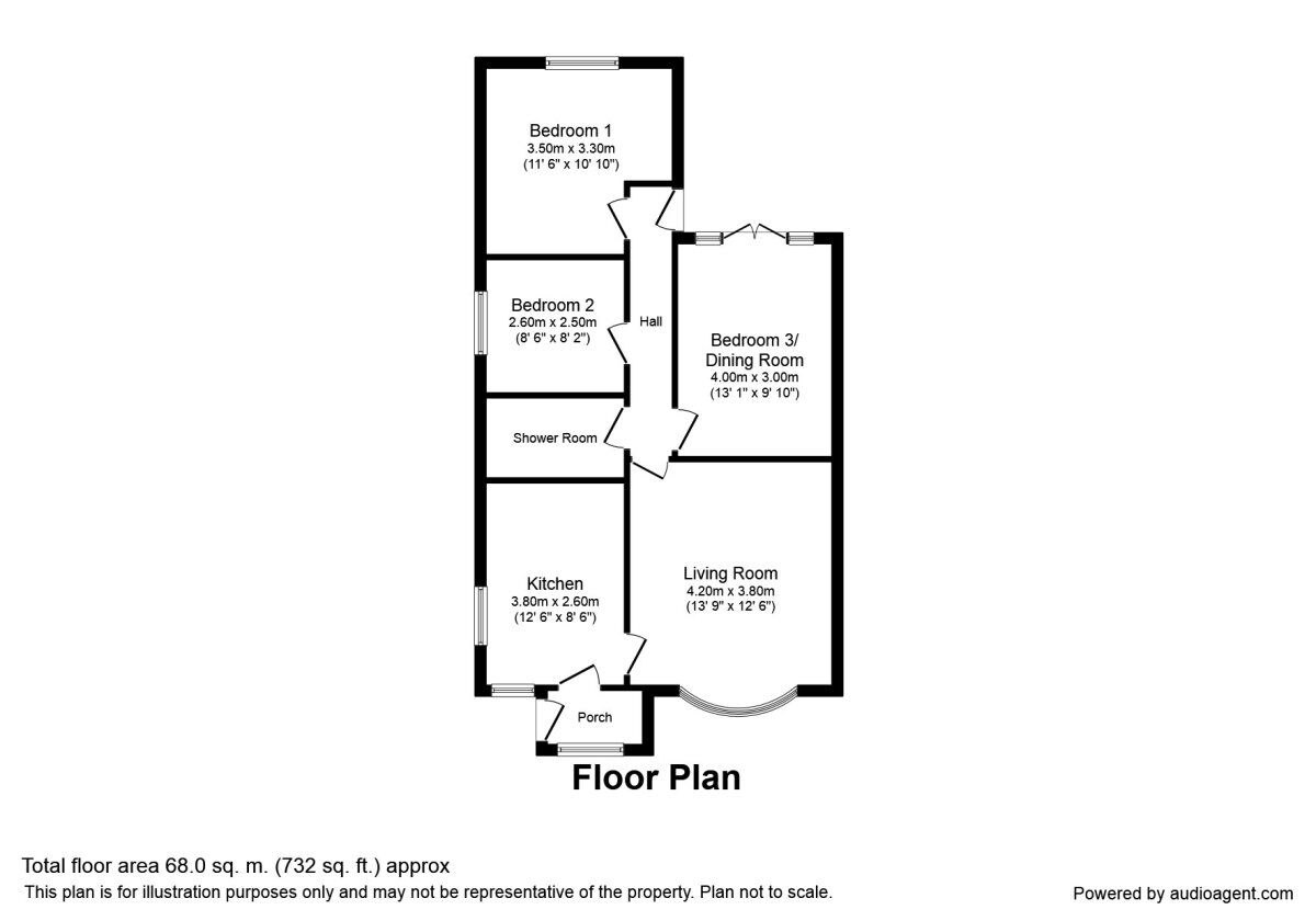 Floorplan of 3 bedroom Semi Detached Bungalow for sale, Cleveland Way, Huntington, North Yorkshire, YO32