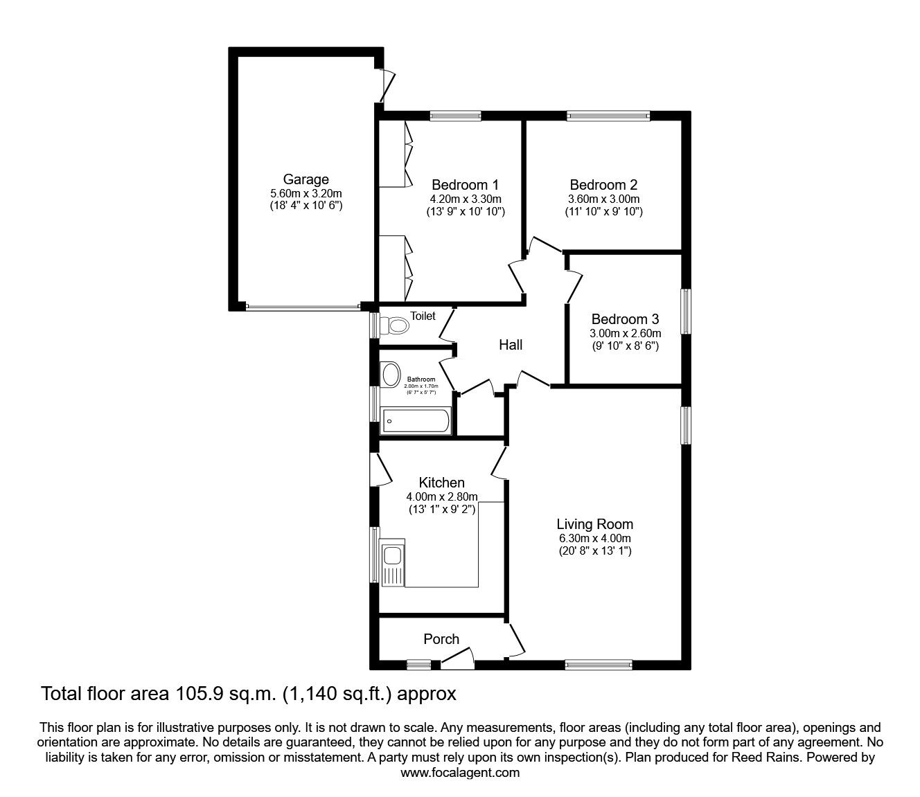 Floorplan of 3 bedroom Detached Bungalow for sale, Oaken Grove, Haxby, North Yorkshire, YO32