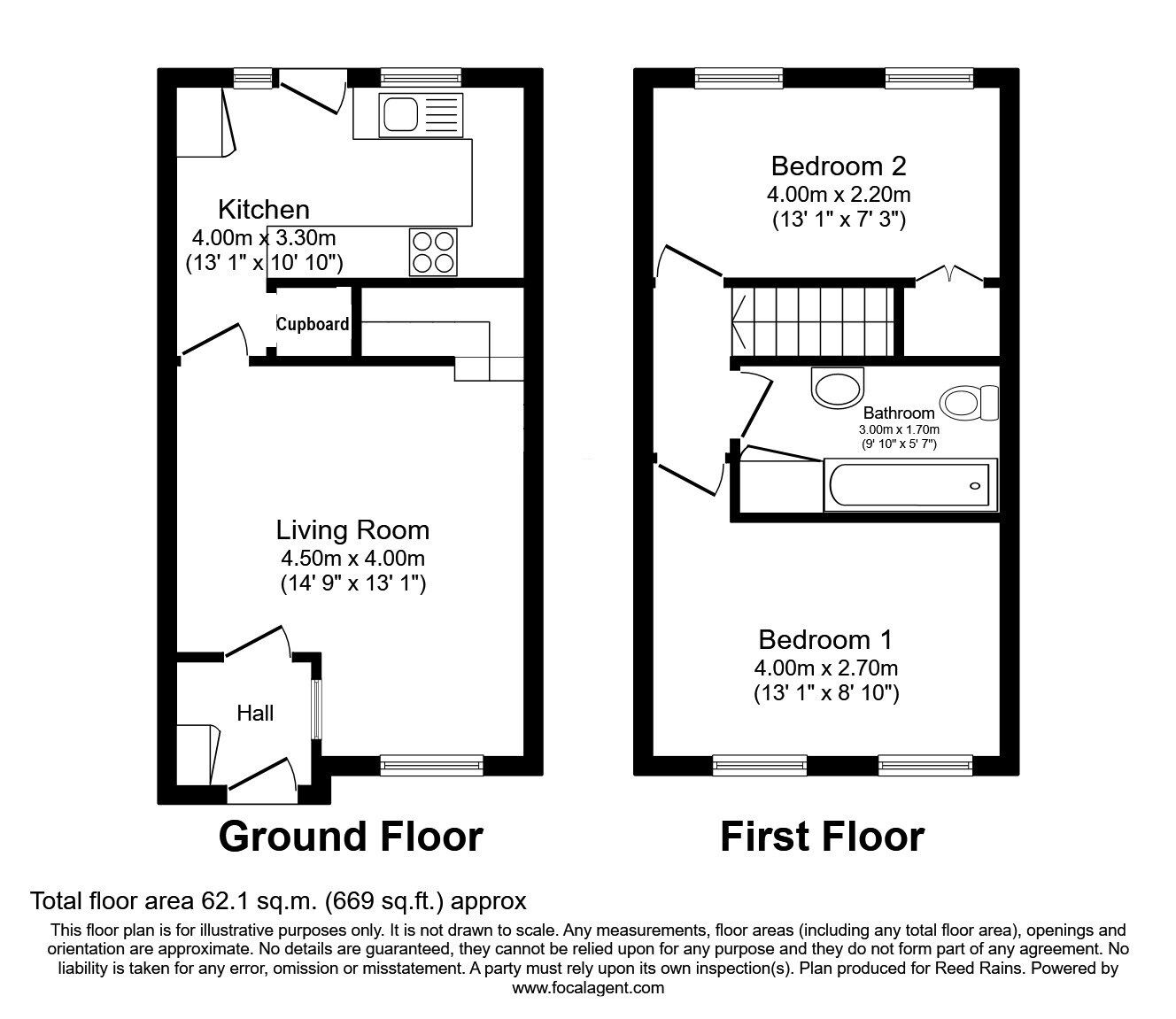 Floorplan of 2 bedroom Mid Terrace House to rent, Garths End, Haxby, North Yorkshire, YO32