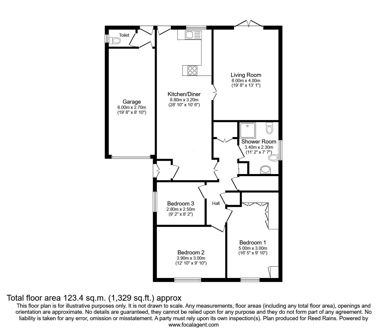 Floorplan of 3 bedroom Detached Bungalow for sale, Stablers Walk, Earswick, North Yorkshire, YO32