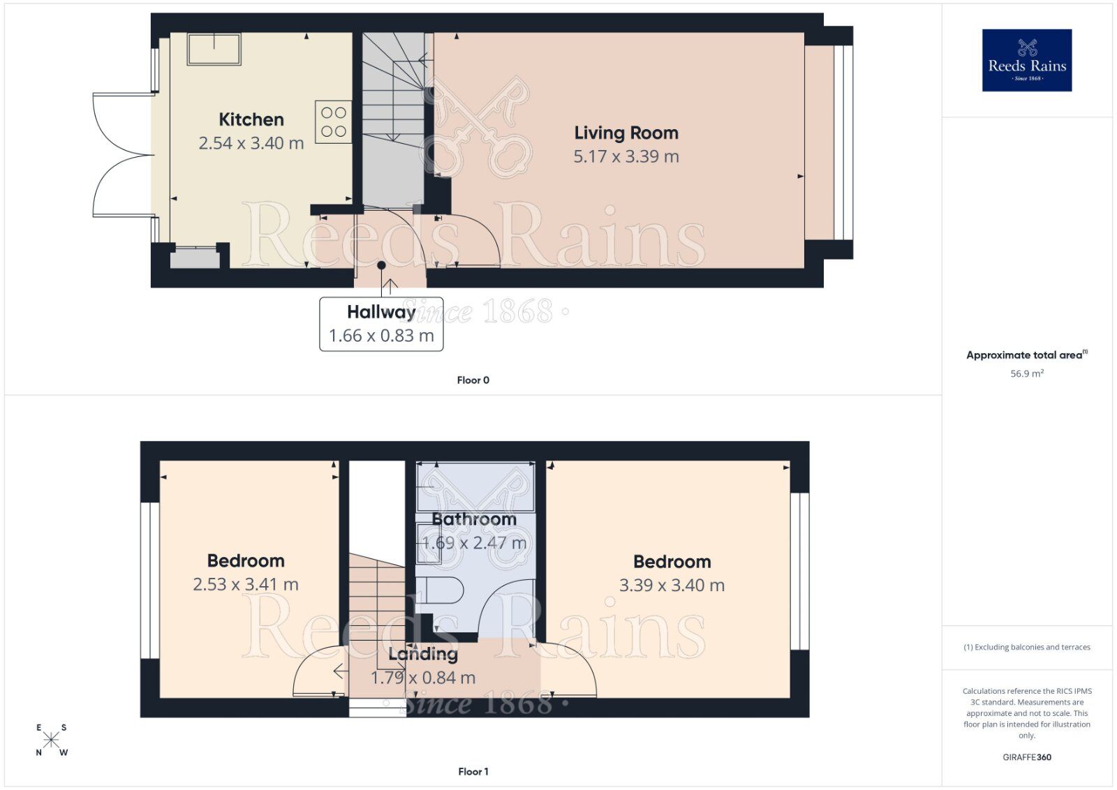 Floorplan of 2 bedroom End Terrace House for sale, Netherwindings, Haxby, North Yorkshire, YO32