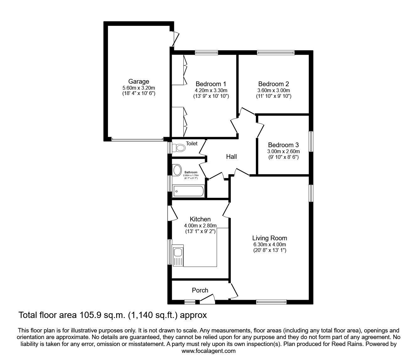 Floorplan of 3 bedroom Detached Bungalow for sale, Oaken Grove, Haxby, North Yorkshire, YO32