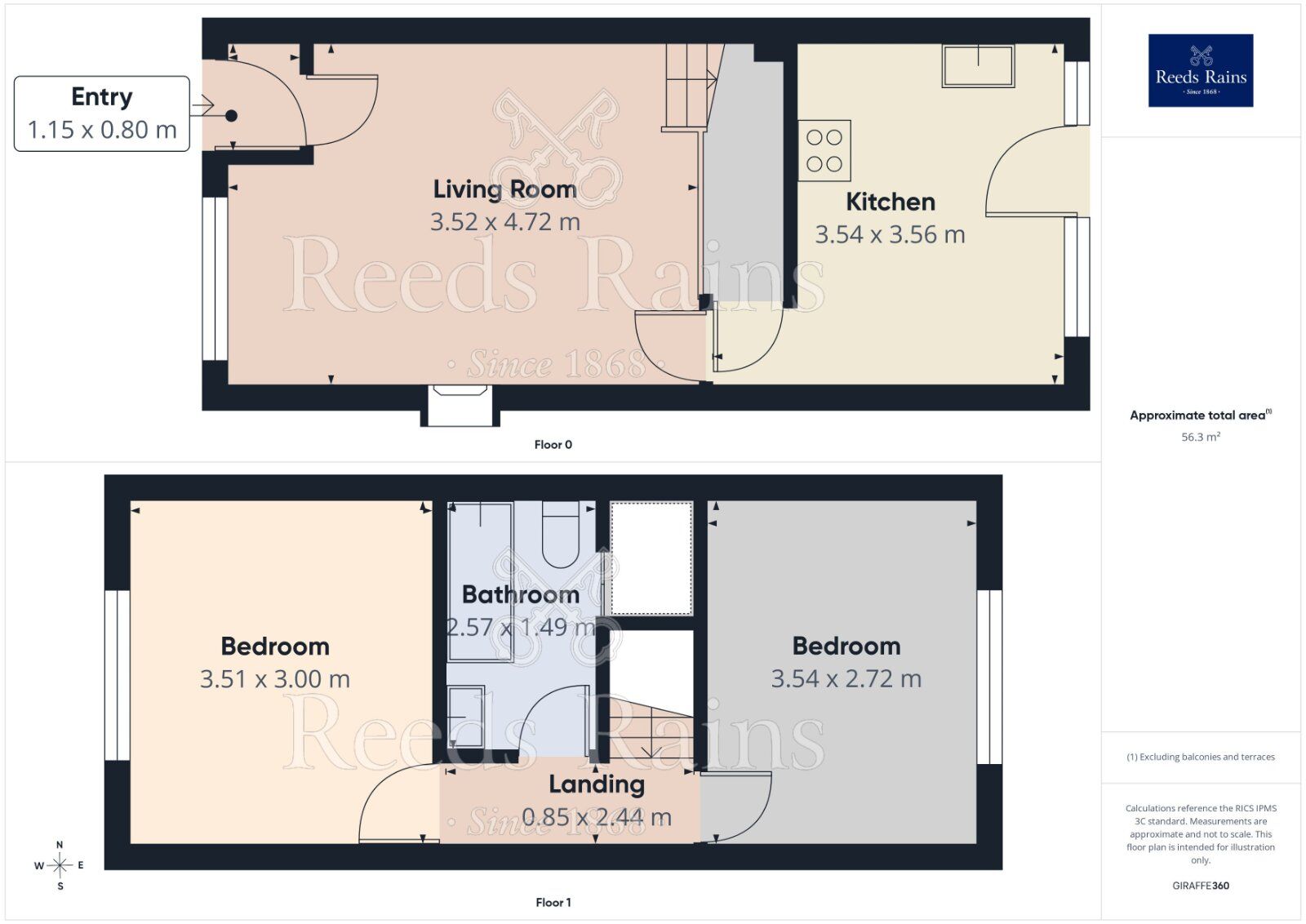 Floorplan of 2 bedroom Mid Terrace House for sale, Cornwood Way, Haxby, North Yorkshire, YO32