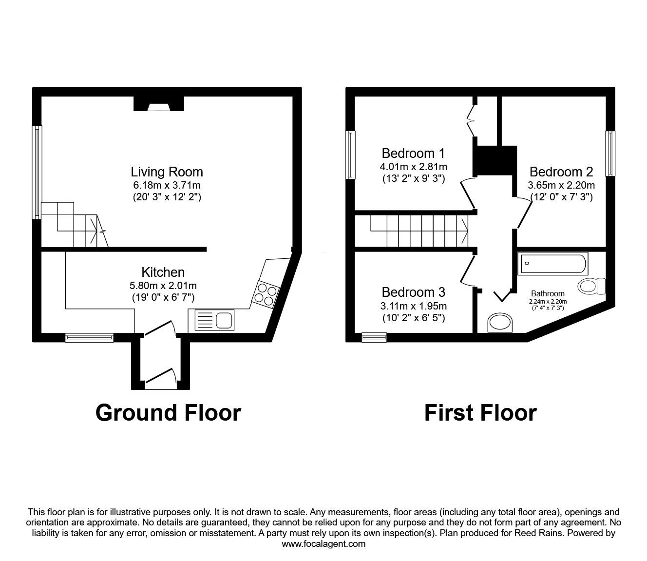 Floorplan of 3 bedroom Semi Detached House for sale, Lily Hall, Hebden Bridge, HX7