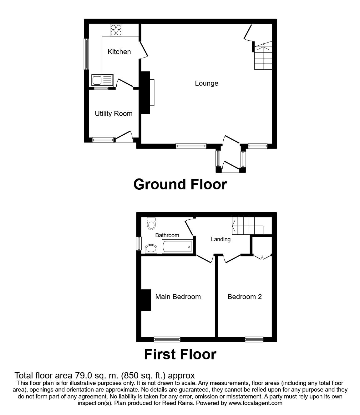 Floorplan of 2 bedroom End Terrace House for sale, Ayre View, Hebden Bridge, West Yorkshire, HX7