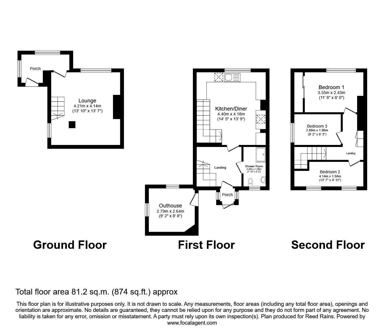 Floorplan of 3 bedroom Semi Detached House for sale, Sunny Bank, Cragg Vale, West Yorkshire, HX7