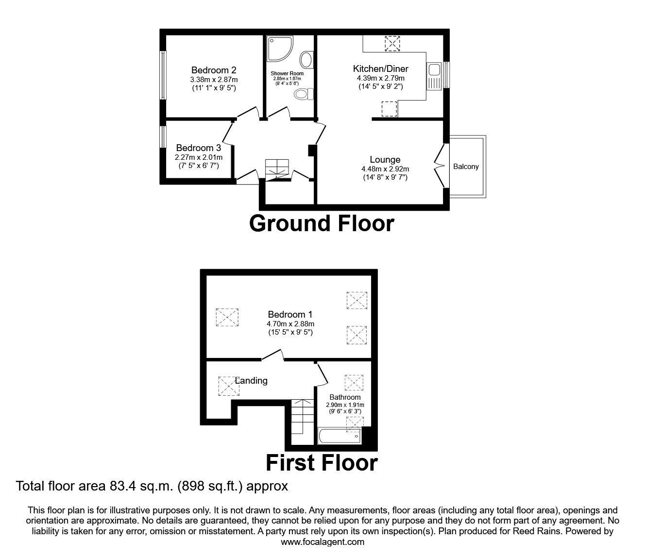 Floorplan of 3 bedroom Flat to rent, St. Thomas's Church, Palace House Road, West Yorkshire, HX7