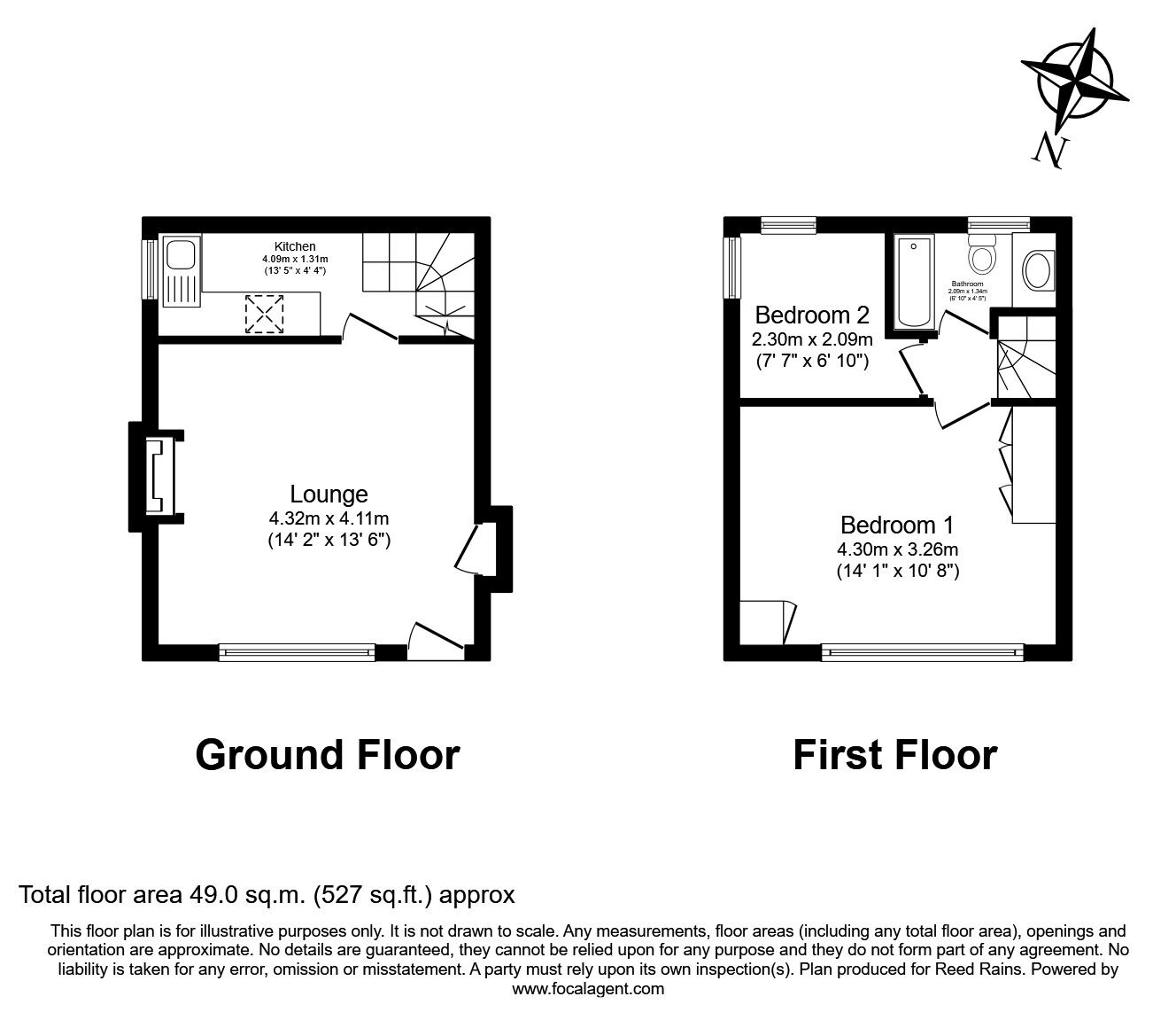 Floorplan of 2 bedroom Mid Terrace Property to rent, Pecket Bar, Hebden Bridge, West Yorkshire, HX7