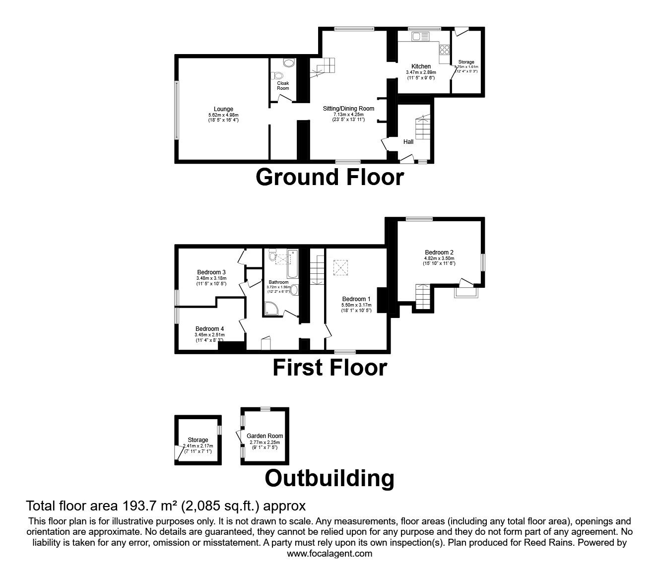 Floorplan of 4 bedroom Semi Detached House for sale, Great Burlees Farm, Burlees Lane, Hebden Bridge, HX7