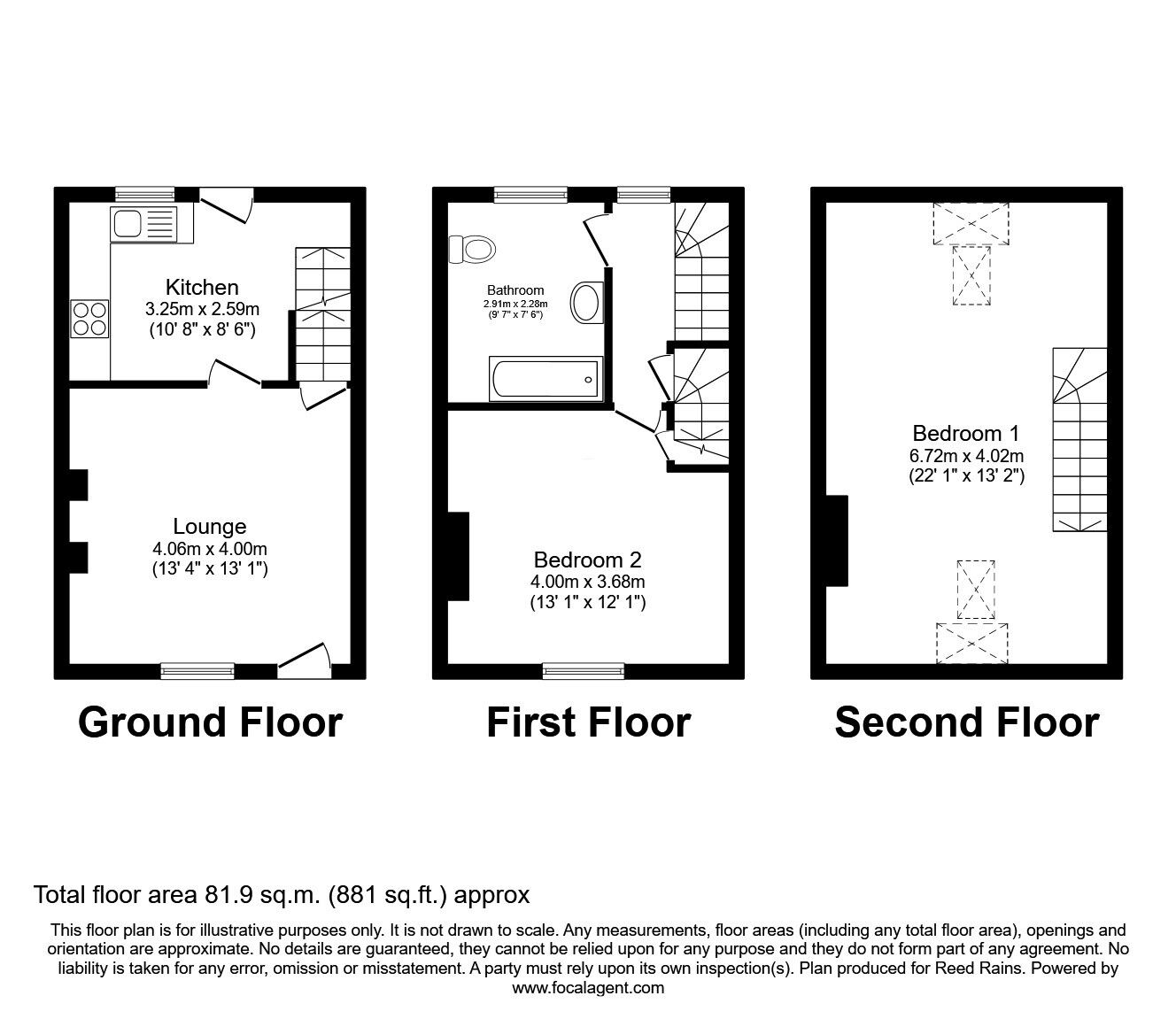 Floorplan of 2 bedroom Mid Terrace House for sale, Unity Street, Hebden Bridge, West Yorkshire, HX7