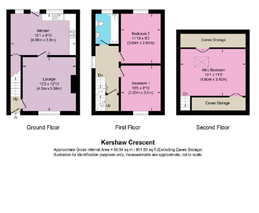 Floorplan of 2 bedroom End Terrace House for sale, Kershaw Crescent, Luddendenfoot, Halifax, HX2