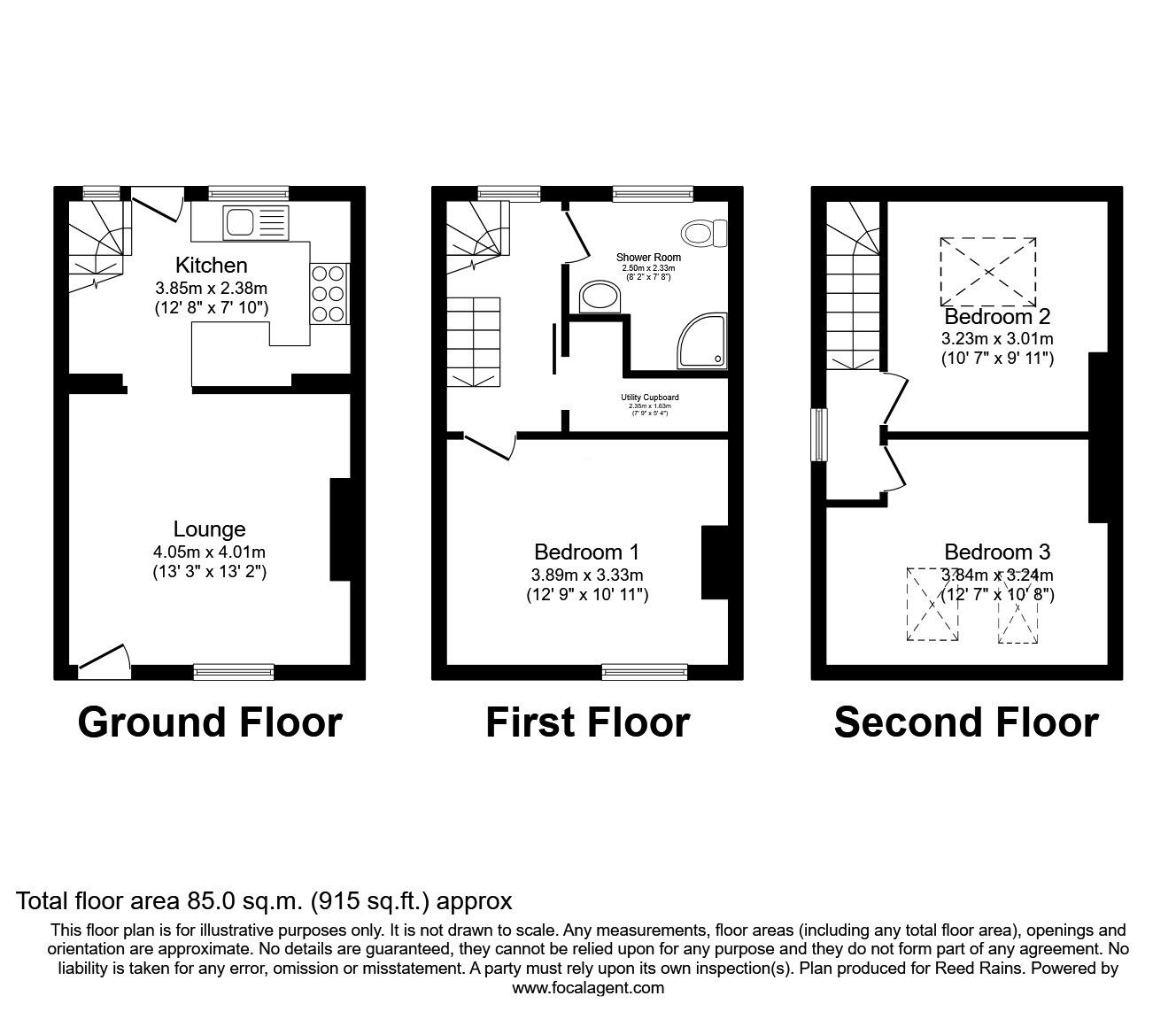 Floorplan of 3 bedroom Semi Detached House for sale, Well Street, Todmorden, West Yorkshire, OL14